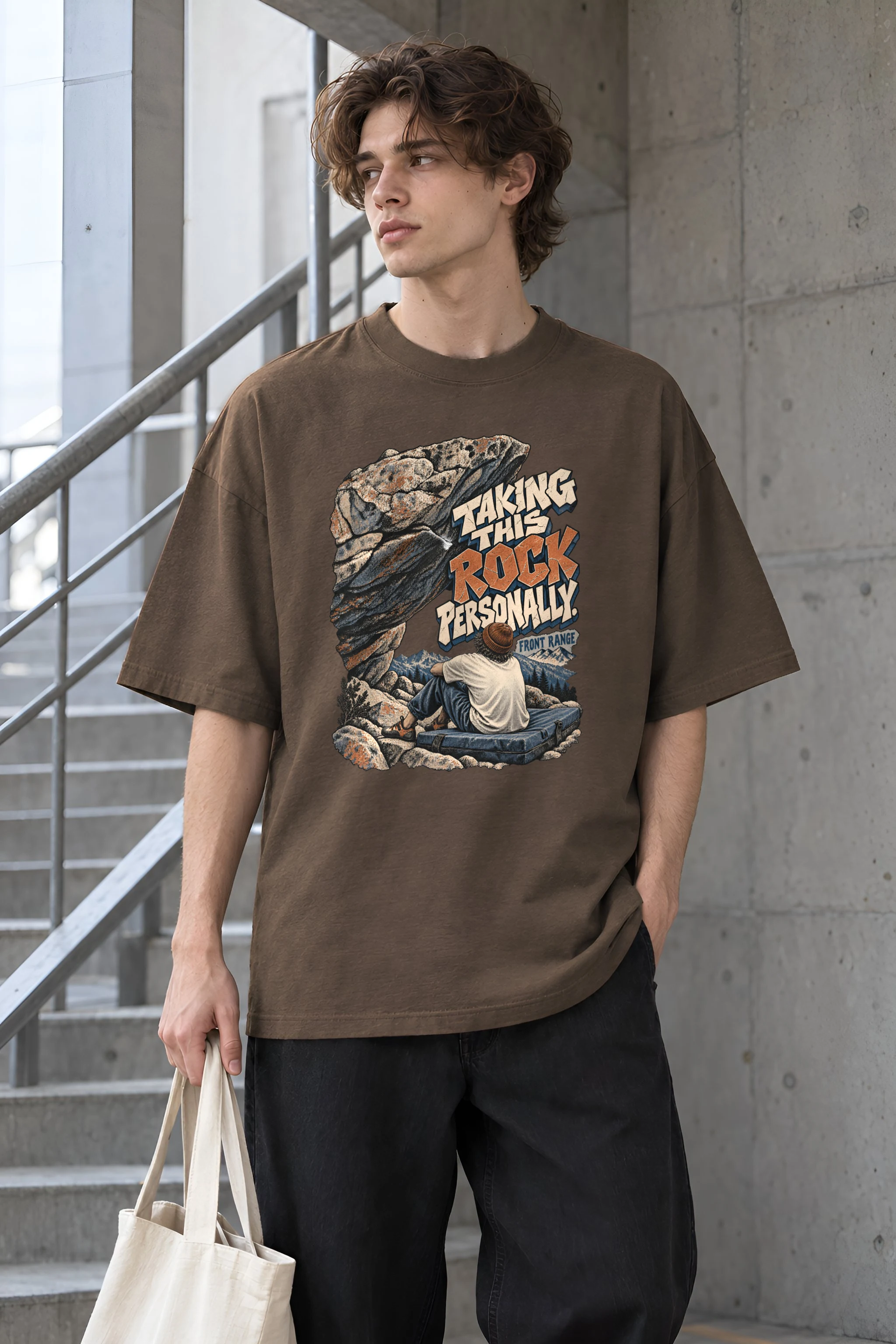 "Taking This Rock Personally" Unisex Oversized Heavyweight Crewneck T-Shirt