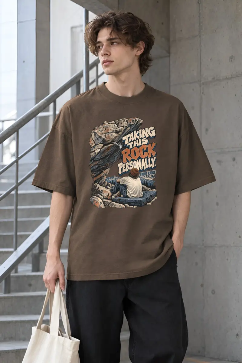 "Taking This Rock Personally" Men's Oversized Heavyweight Crewneck T-Shirt