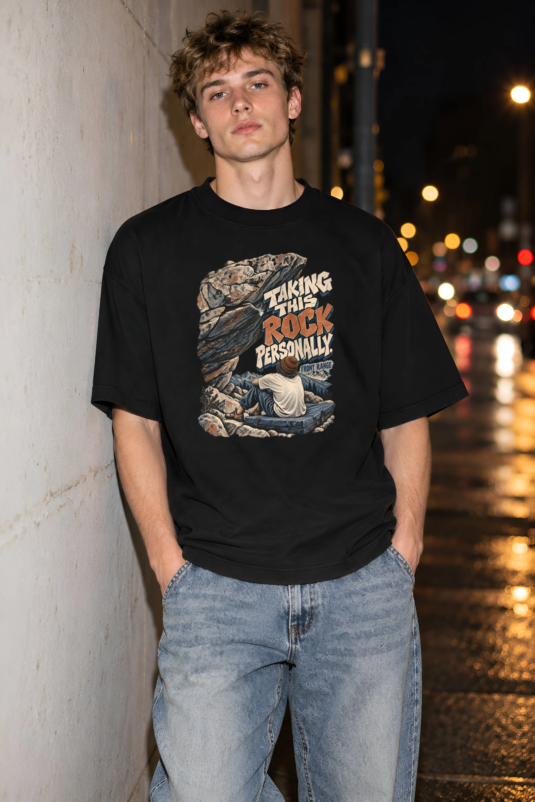 "Taking This Rock Personally" Unisex Oversized Heavyweight Crewneck T-Shirt
