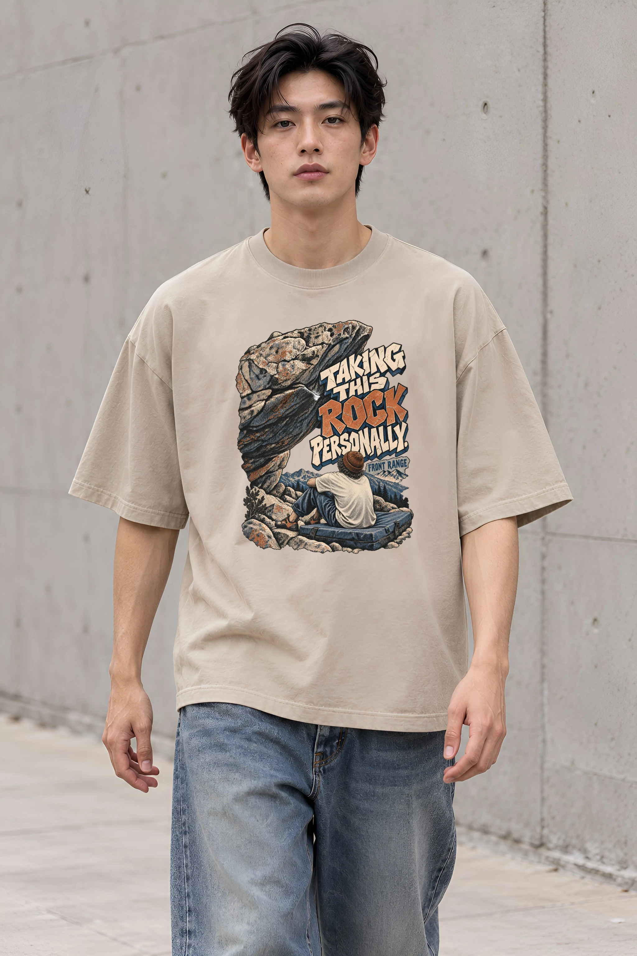 "Taking This Rock Personally" Unisex Oversized Heavyweight Crewneck T-Shirt