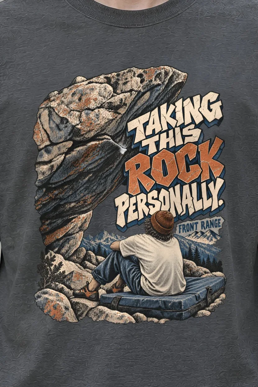 "Taking This Rock Personally" Unisex Longsleeve T-shirt - the graphic up close
