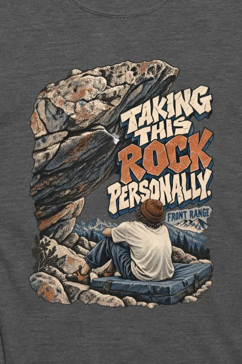 "Taking This Rock Personally" Unisex Longsleeve T-shirt - the graphic up close