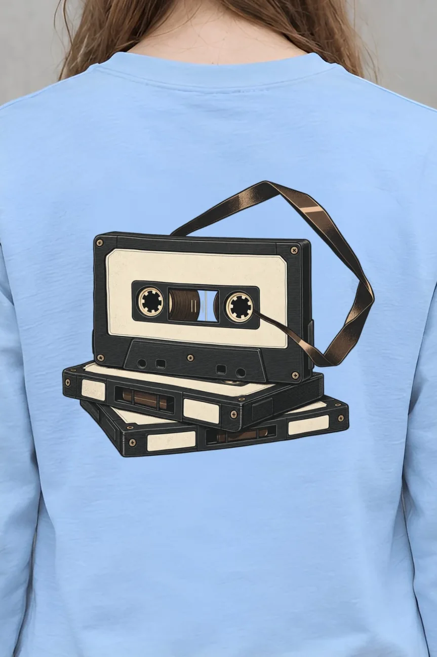 "Tape Stack Study" Unisex Longsleeve T-shirt - the graphic up close