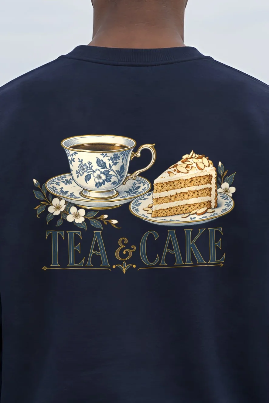 "Tea & Cake" 1 Crewneck Sweatshirt - the graphic up close
