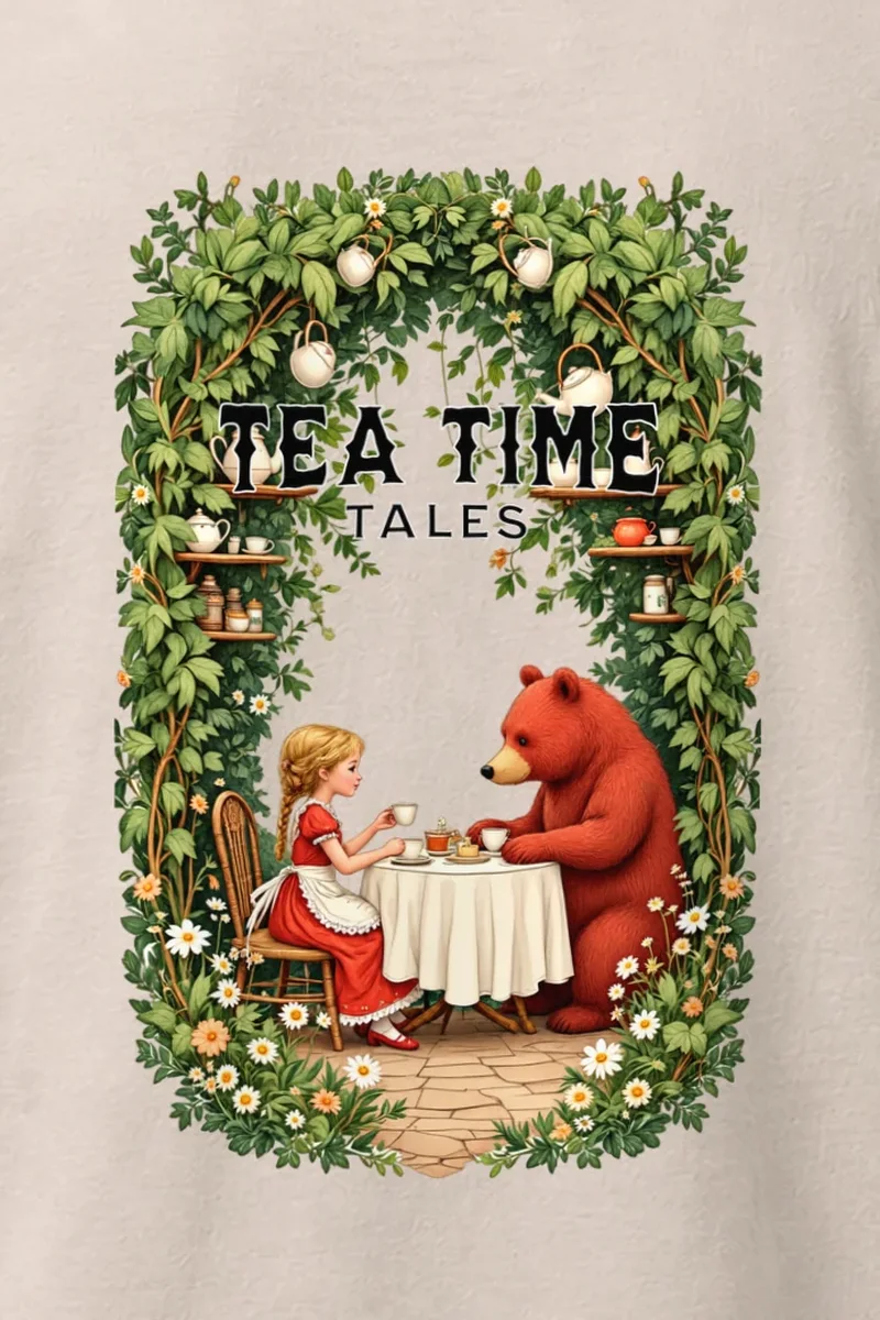 "Tea Time Tales" Heavyweight Unisex Crewneck T-shirt