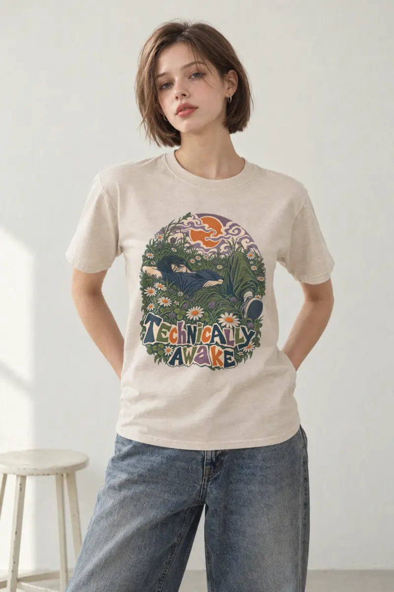 “Technically Awake” Heavyweight Unisex Crewneck T-shirt