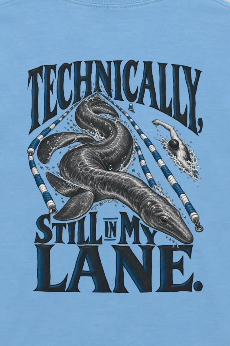 "Technically Still in My Lane" Unisex Longsleeve T-shirt - the graphic up close