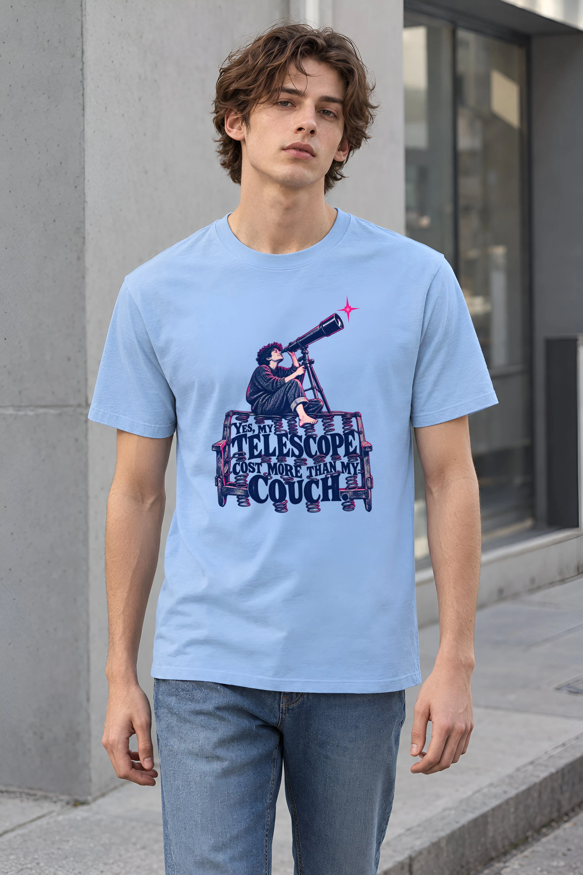 "Telescope Cost More Than Couch" Heavyweight Unisex Crewneck T-shirt