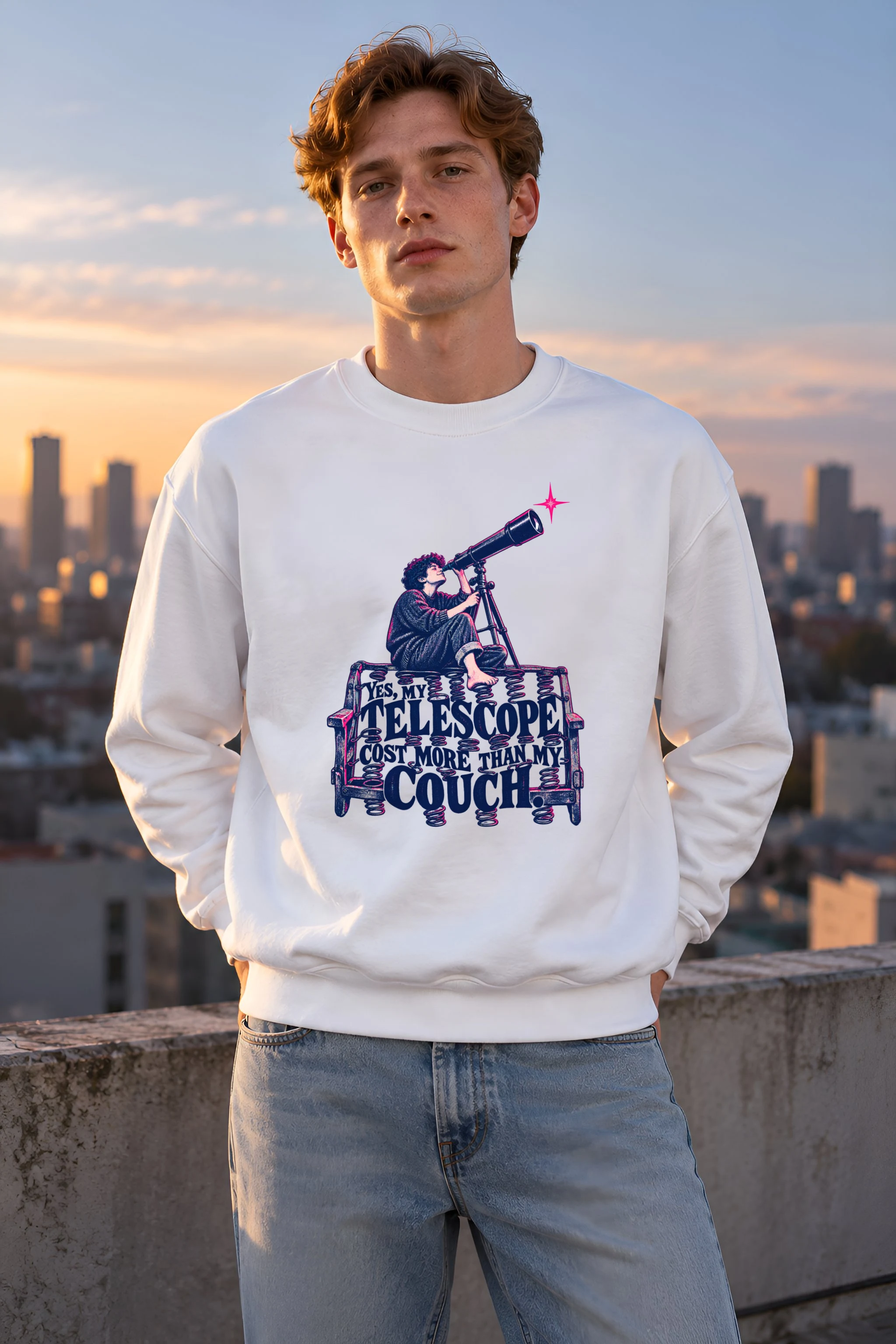 "Telescope Cost More Than My Couch" Unisex Crewneck Sweatshirt
