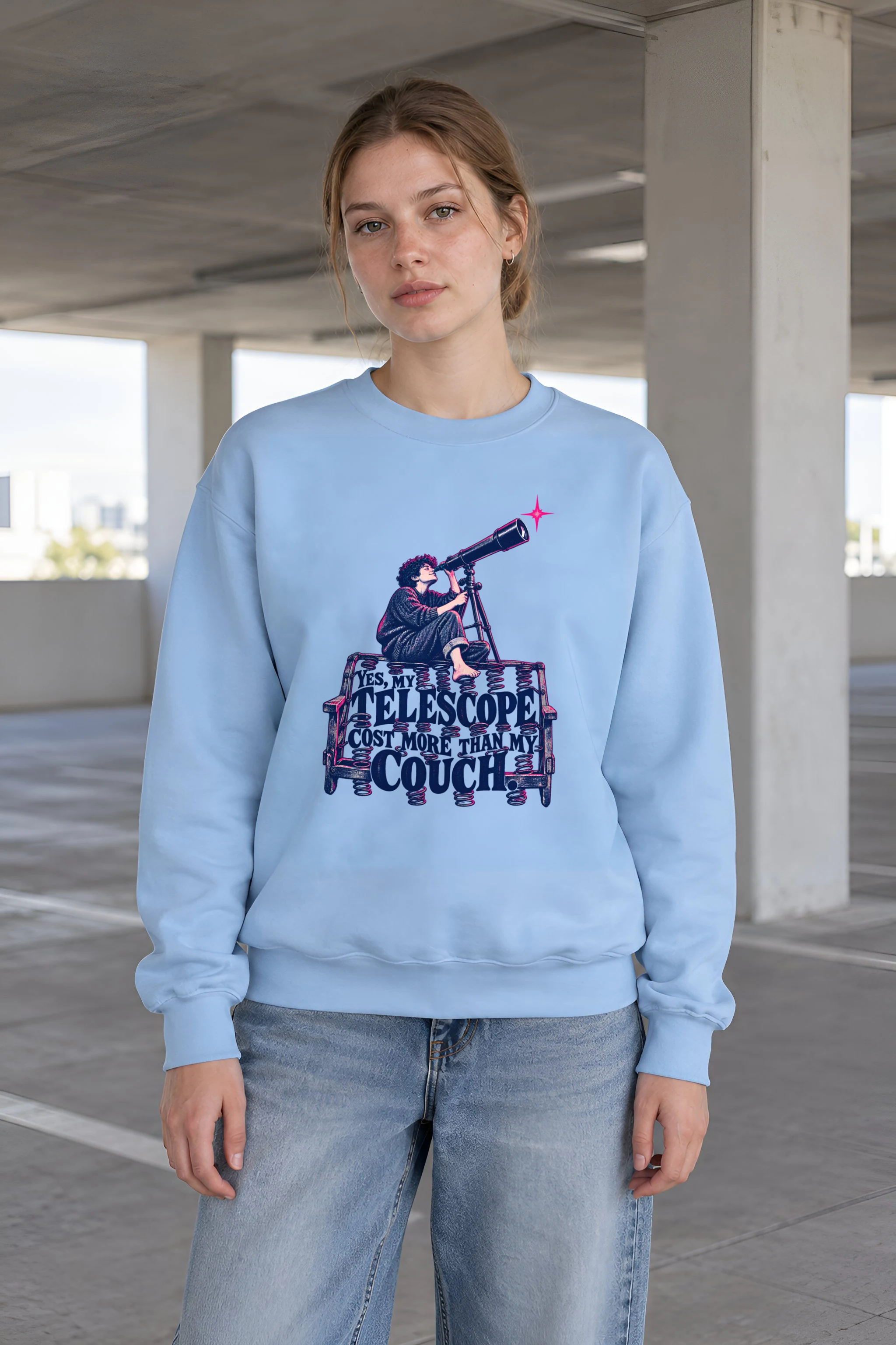 "Telescope Cost More Than My Couch" Unisex Crewneck Sweatshirt
