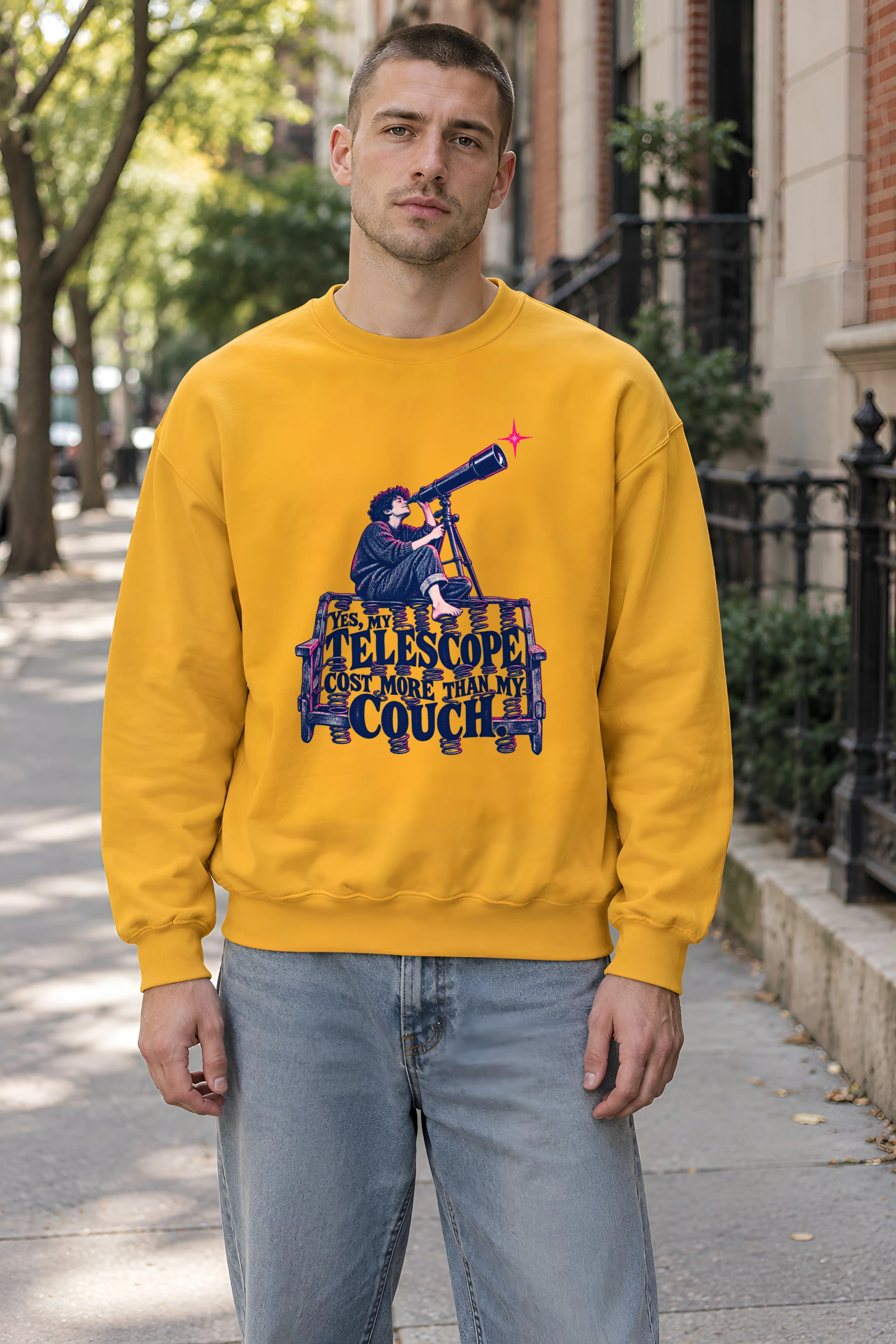 "Telescope Cost More Than My Couch" Unisex Crewneck Sweatshirt