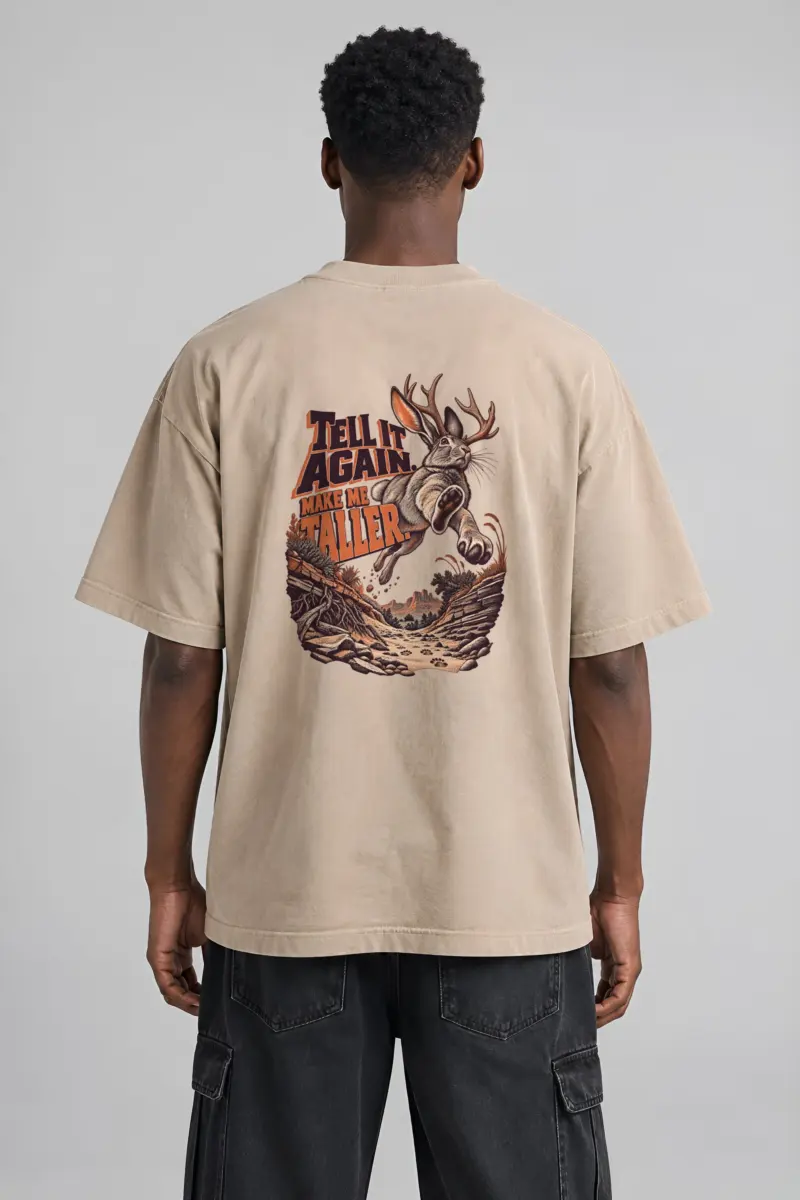 “Tell It Again Make Me Taller” Men’s Oversized Heavyweight Crewneck T-Shirt