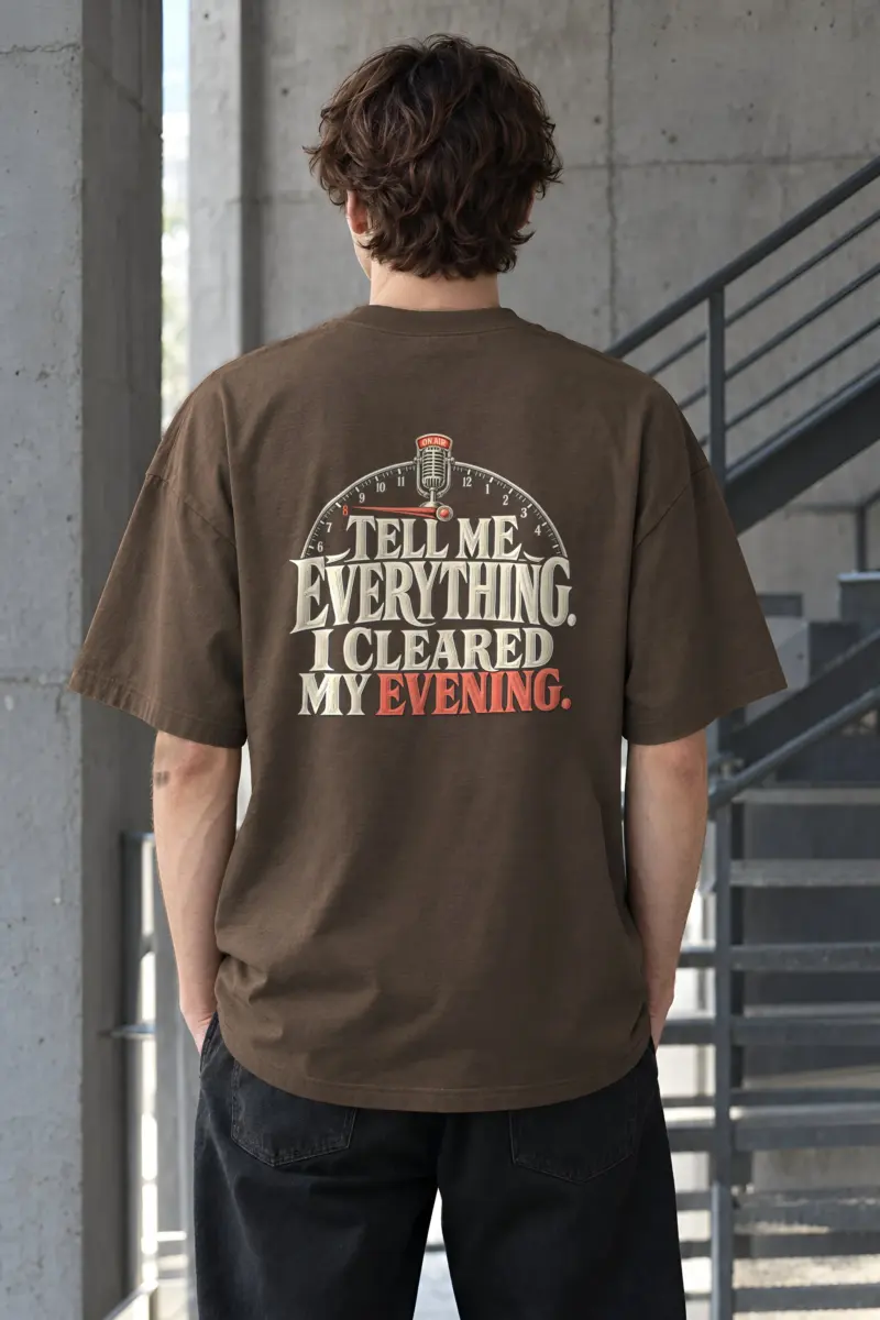 “Tell Me Everything” Men’s Oversized Heavyweight Crewneck T-Shirt