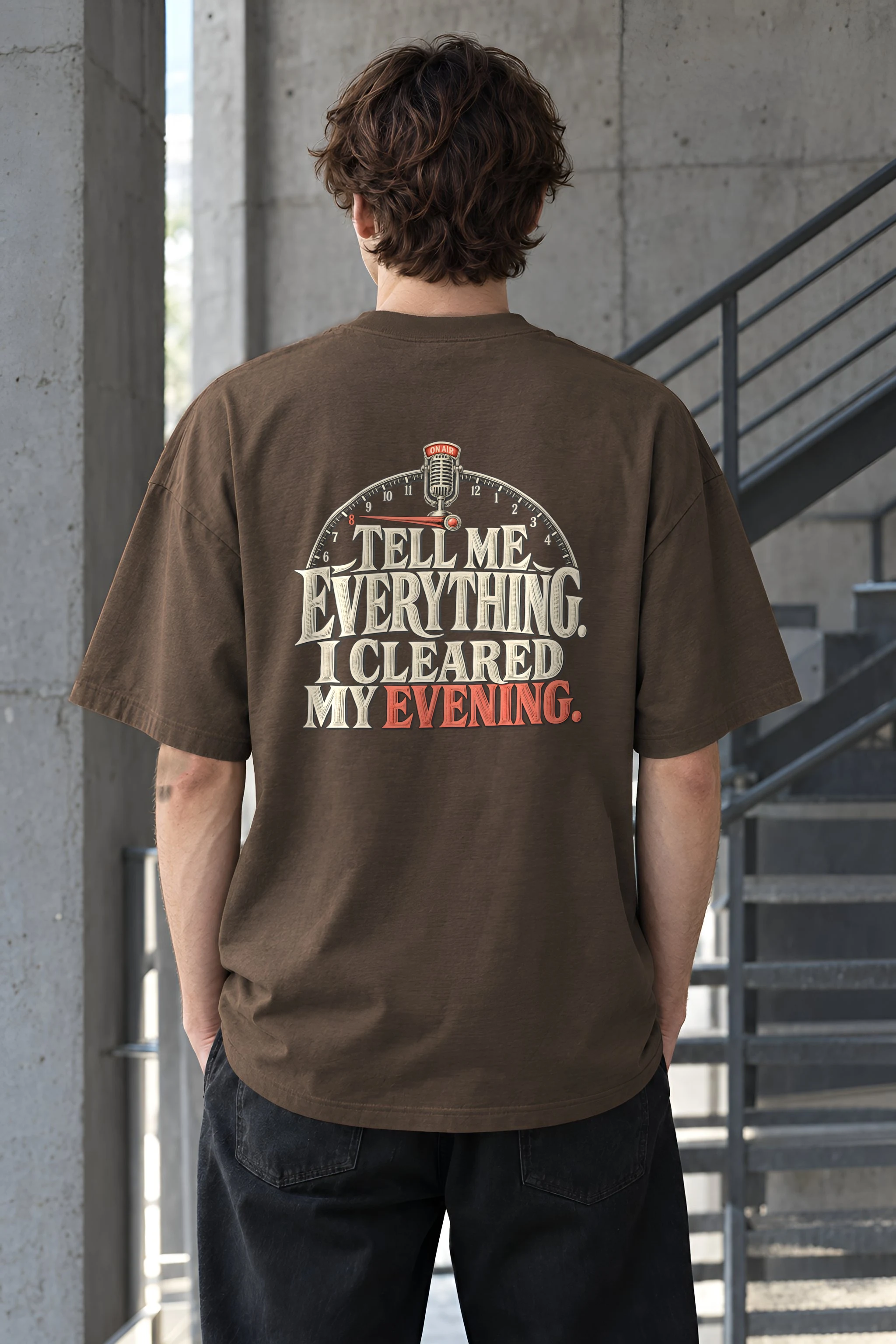"Tell Me Everything" Men's Oversized Heavyweight Crewneck T-Shirt