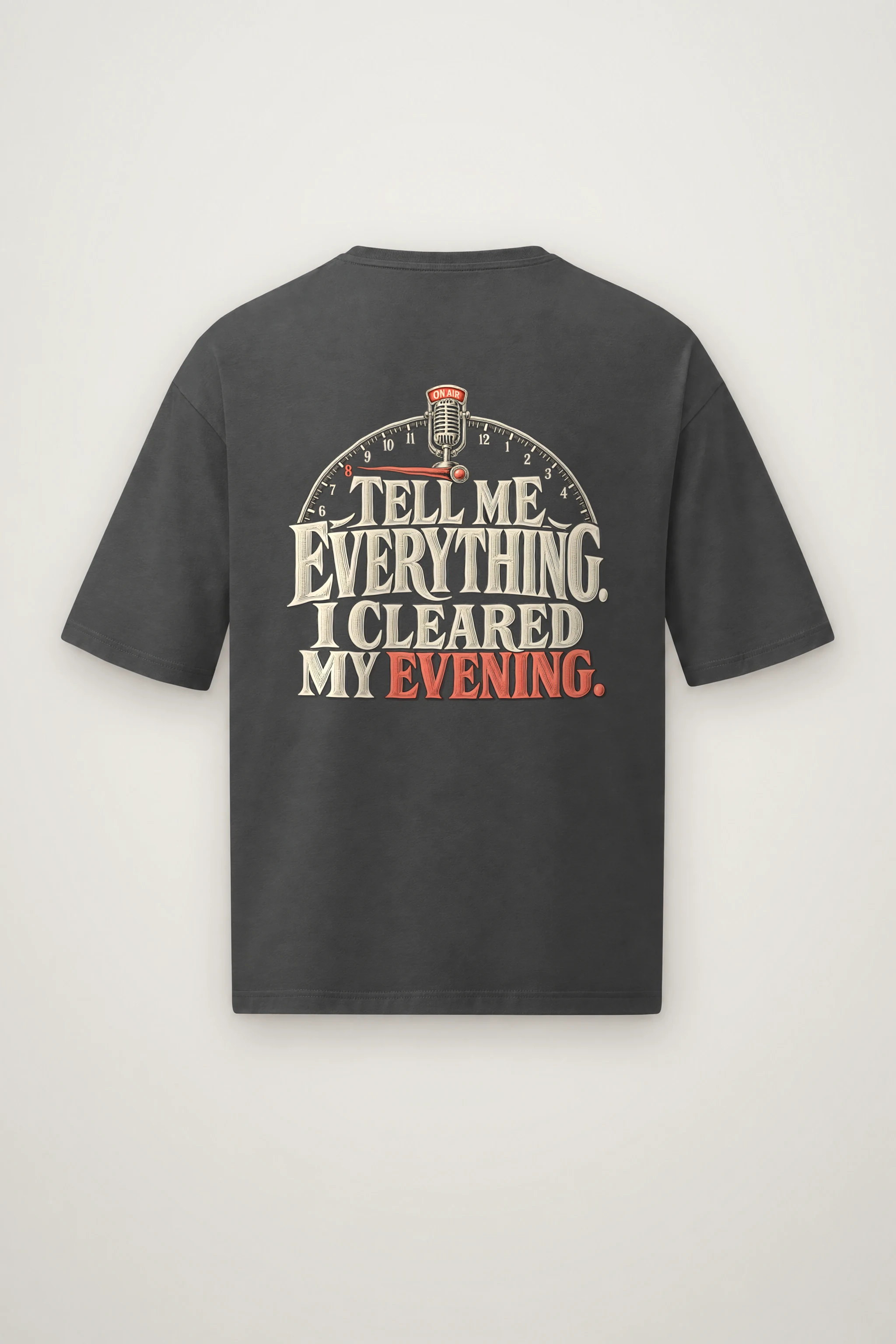 "Tell Me Everything" Men's Oversized Heavyweight Crewneck T-Shirt