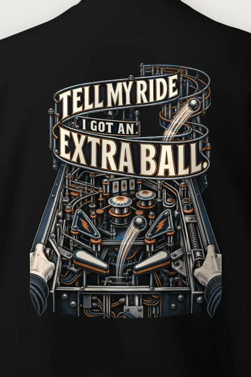 "Tell My Ride Extra Ball" Heavy Blend Unisex Crewneck Sweatshirt - the graphic up close