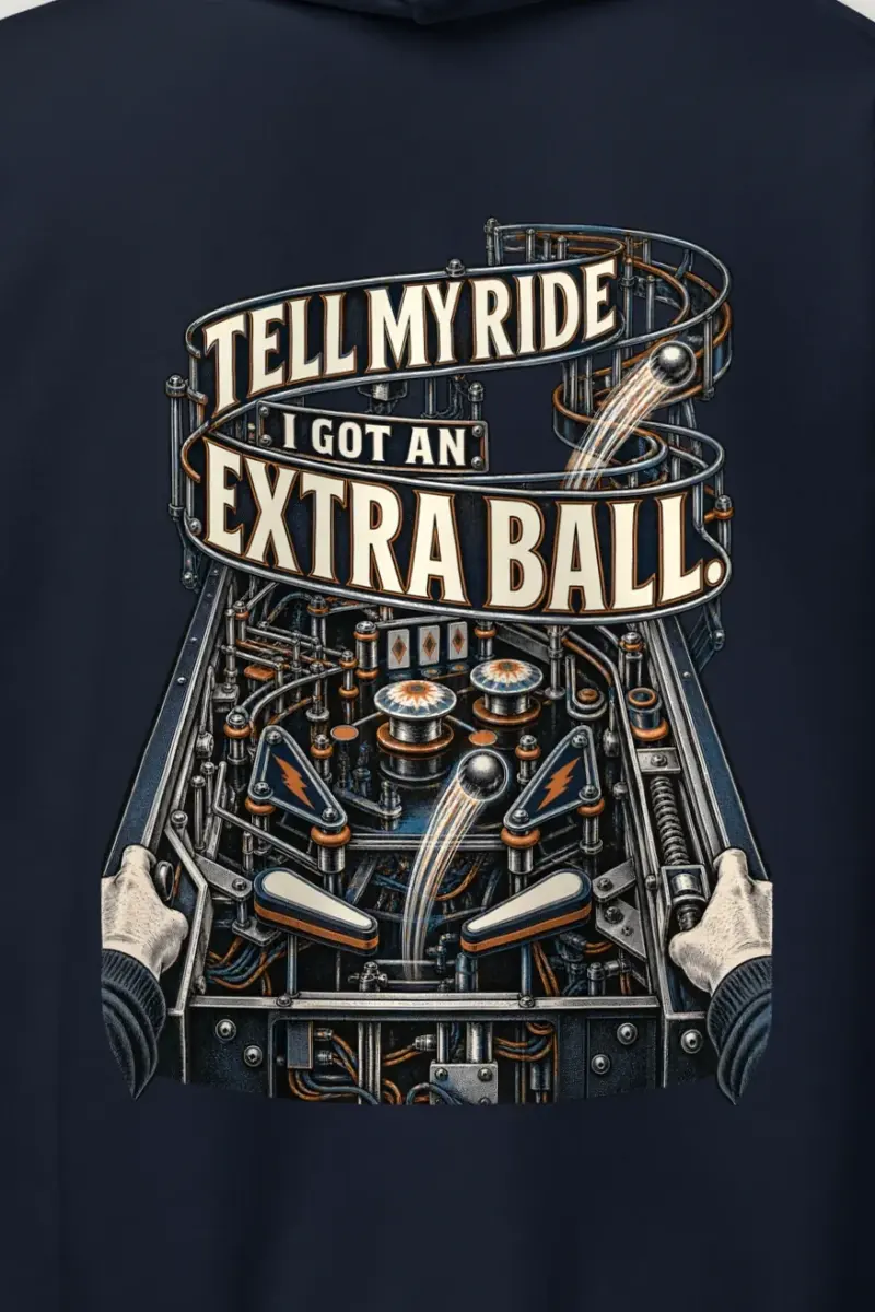 "Tell My Ride Extra Ball" Heavy Blend Unisex Pullover Hoodie - the graphic up close