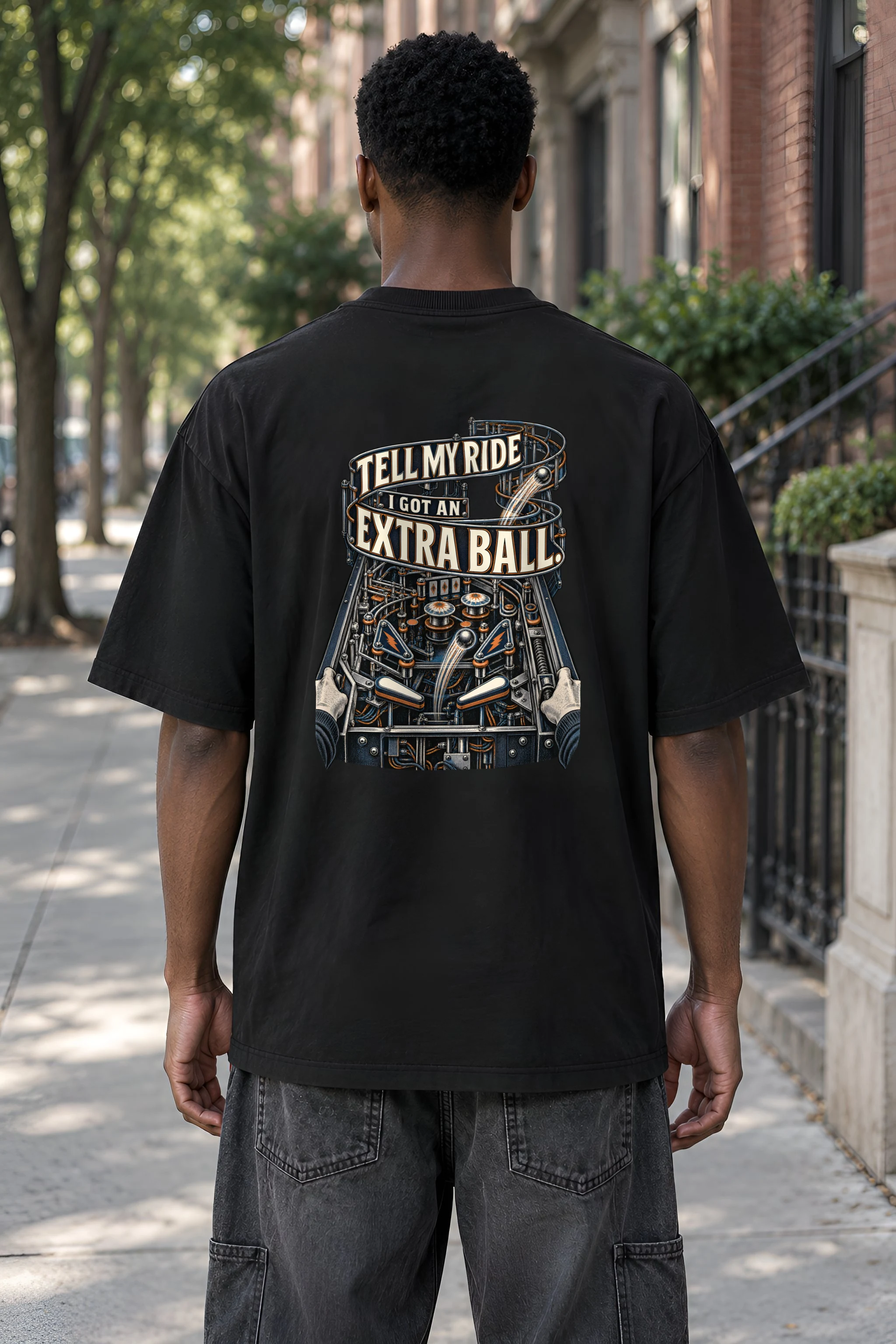 "Tell My Ride Extra Ball" Men's Oversized Heavyweight Crewneck T-Shirt