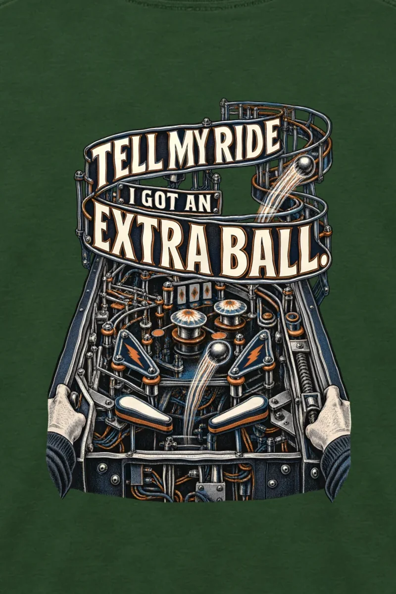 "Tell My Ride Extra Ball" Unisex Longsleeve T-shirt - the graphic up close