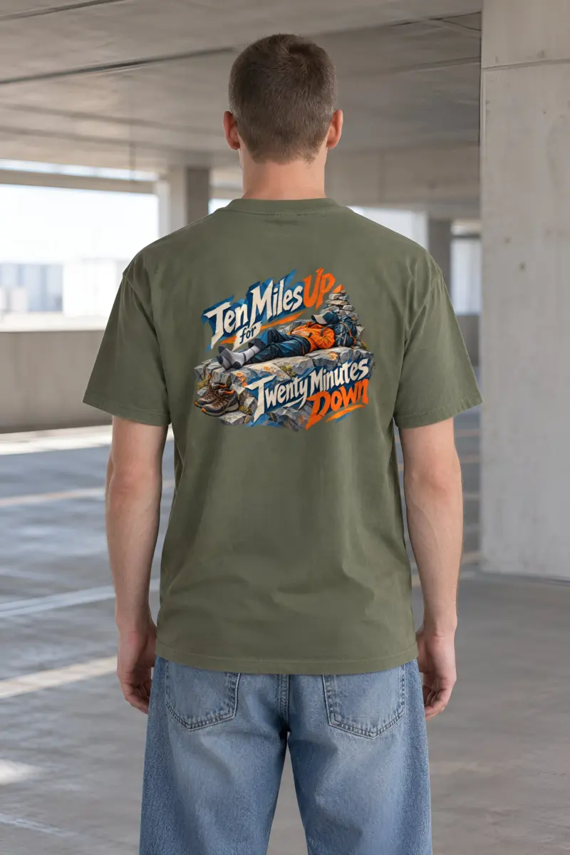 "Ten Miles Up for Twenty Minutes Down" Heavyweight Unisex Crewneck T-shirt