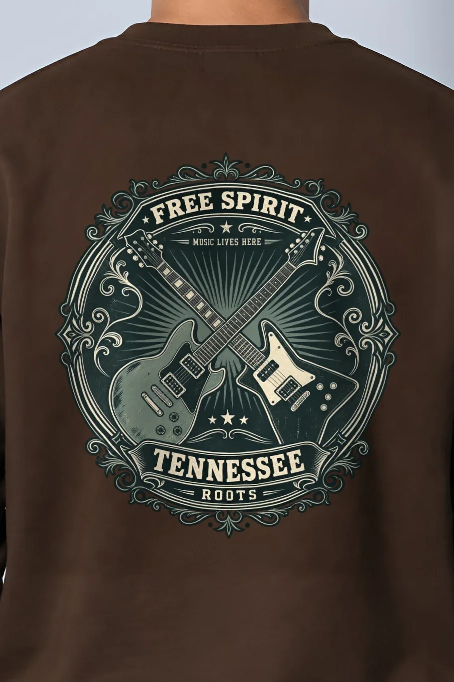 "Tennessee Music Roots" 1 Crewneck Sweatshirt - the graphic up close