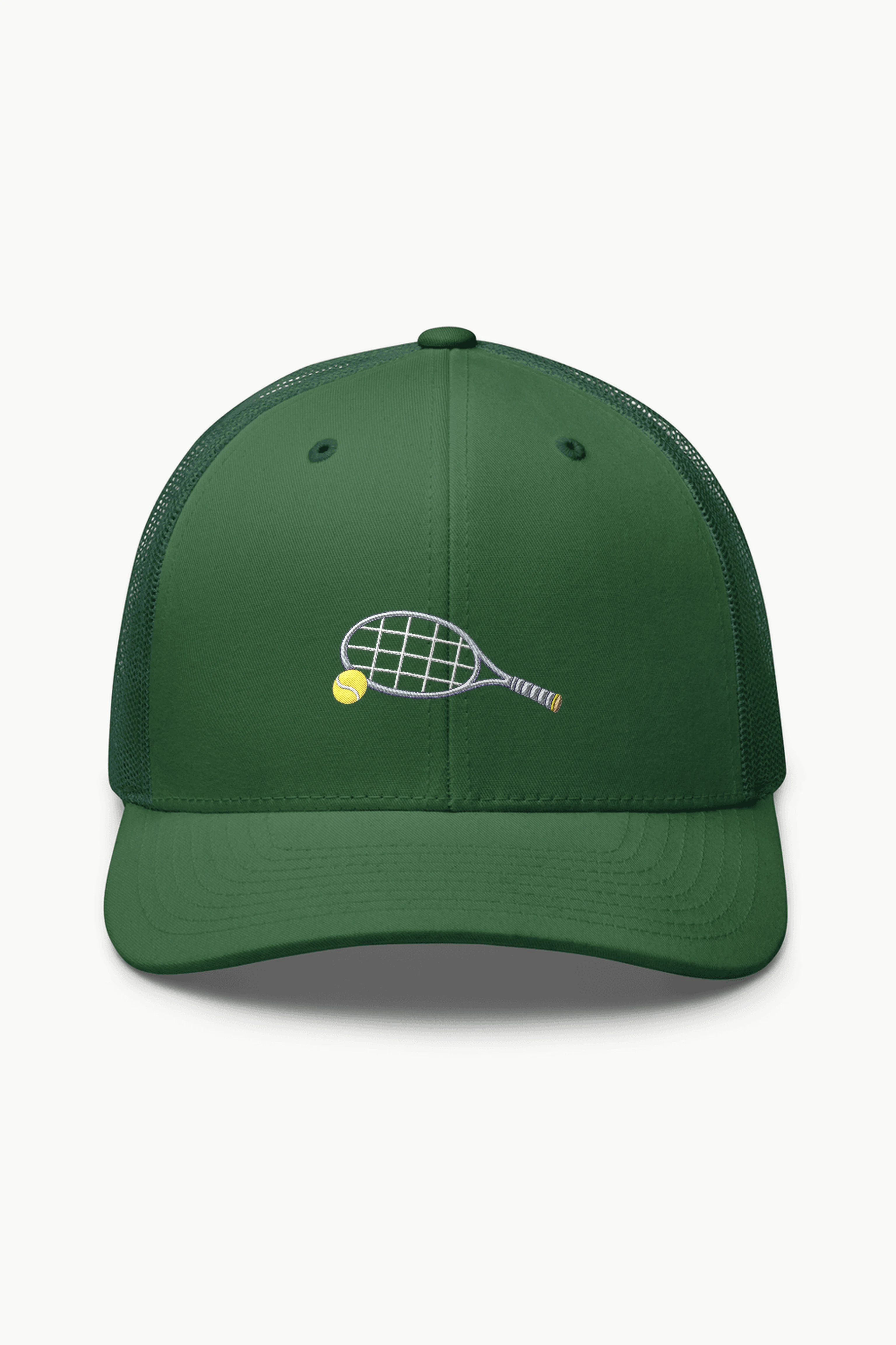 "Tennis Racket and Ball" Retro Trucker Cap · Embroidered