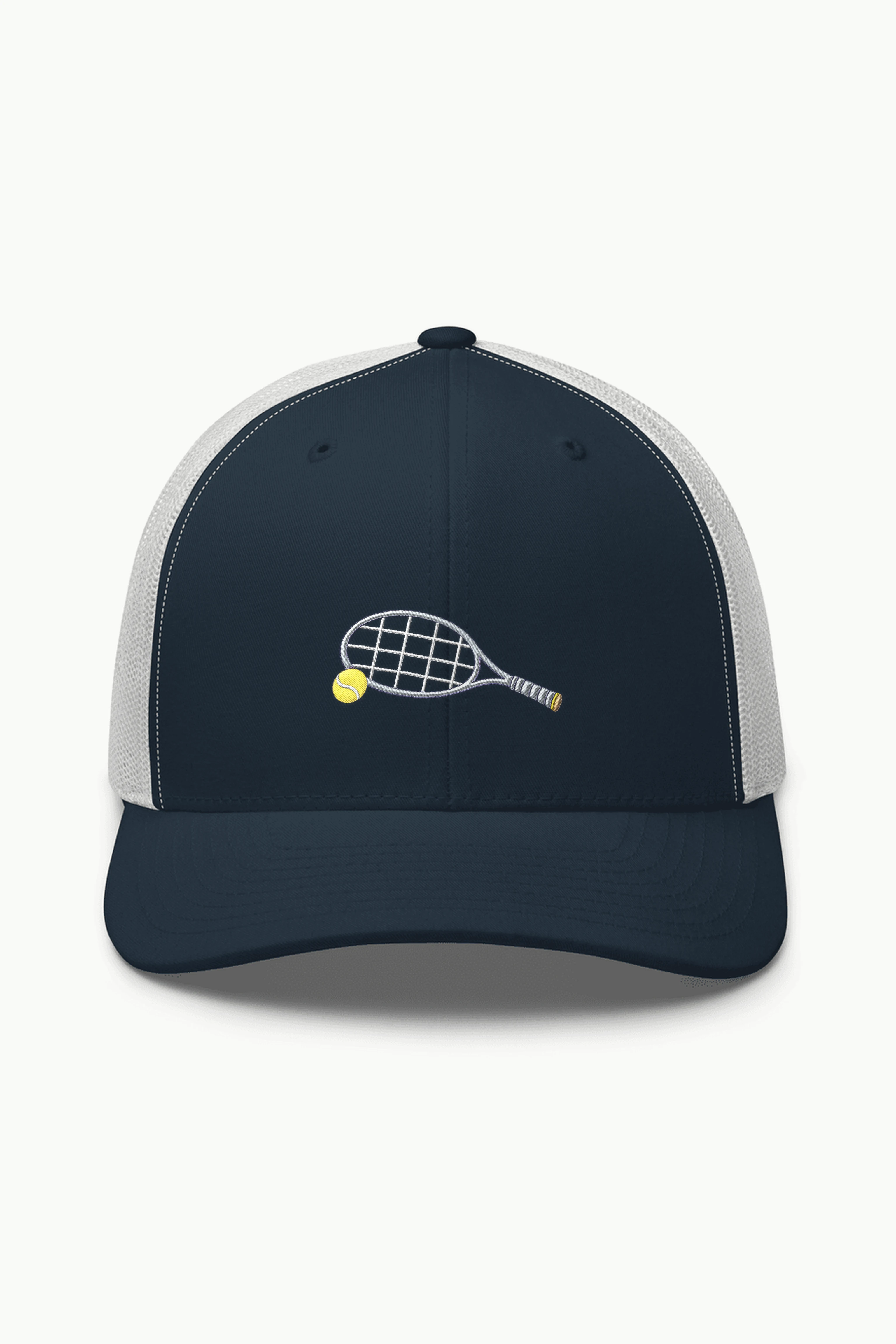 "Tennis Racket and Ball" Retro Trucker Cap · Embroidered