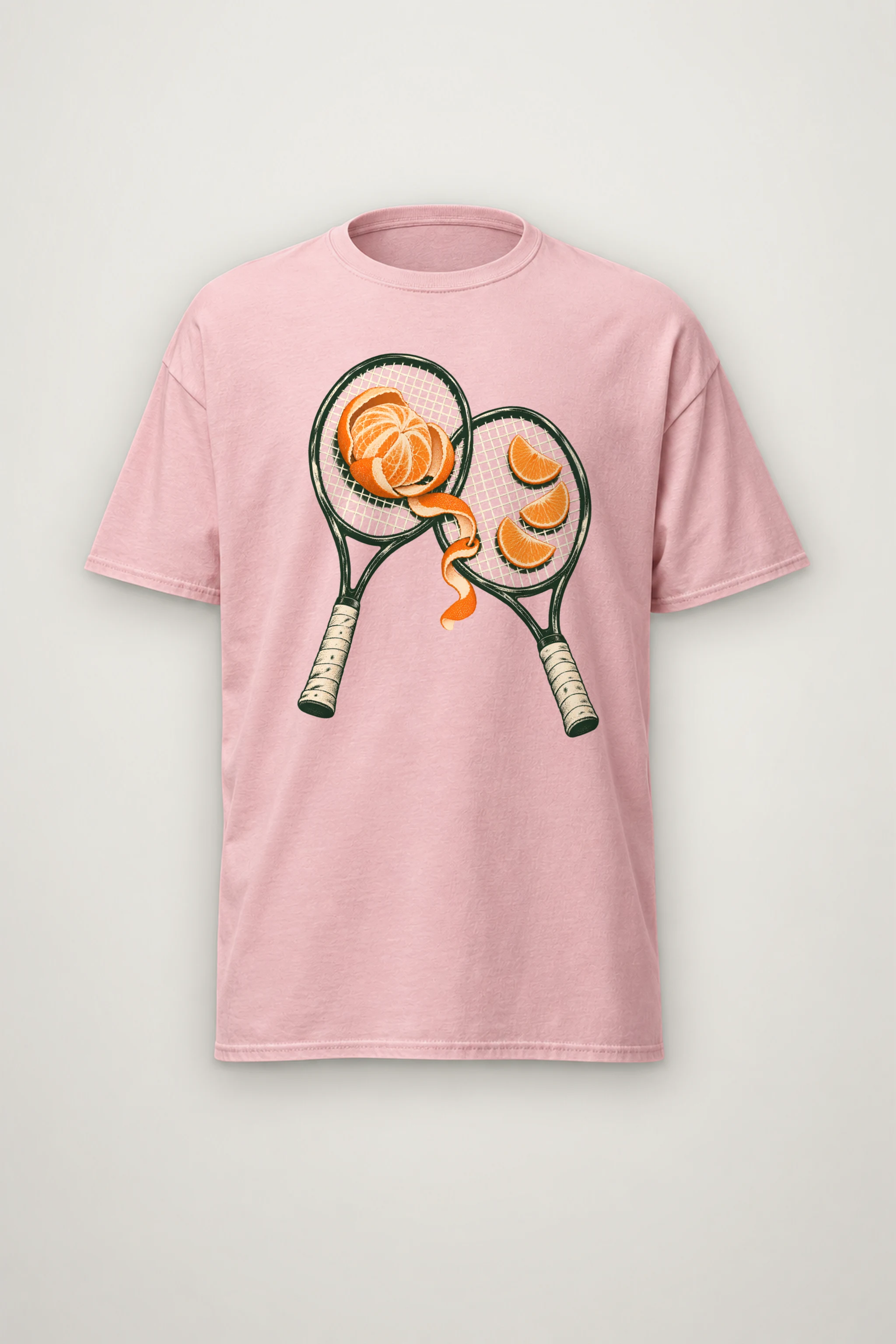 "Tennis Rackets And Mandarin Tee" Heavyweight Unisex Crewneck T-shirt