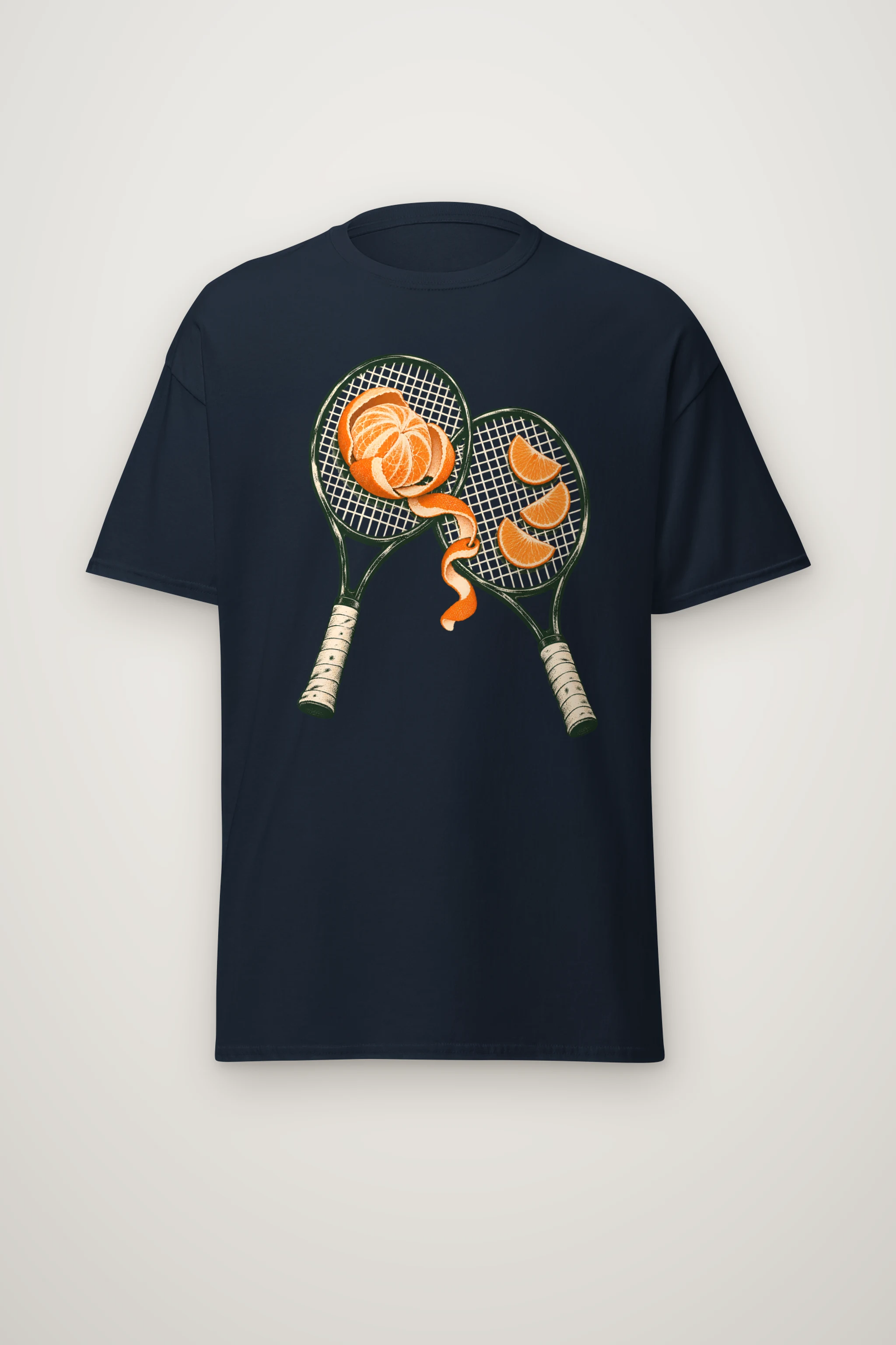 "Tennis Rackets And Mandarin Tee" Heavyweight Unisex Crewneck T-shirt
