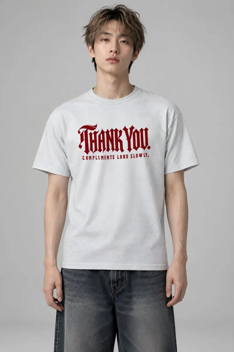 "Thank You. Compliments Land Slowly." Heavyweight Unisex Crewneck T-shirt