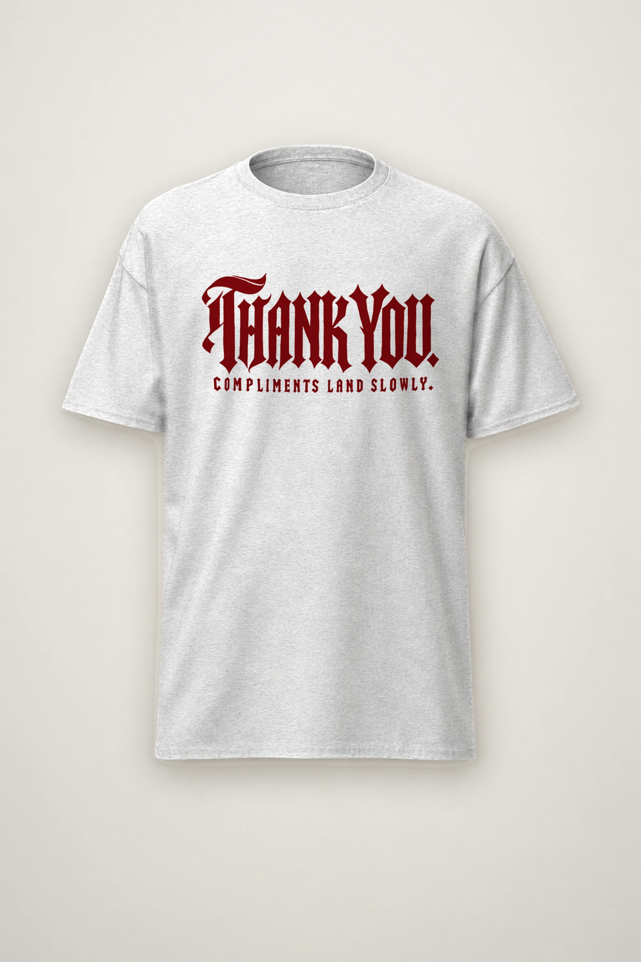"Thank You. Compliments Land Slowly." Heavyweight Unisex Crewneck T-shirt