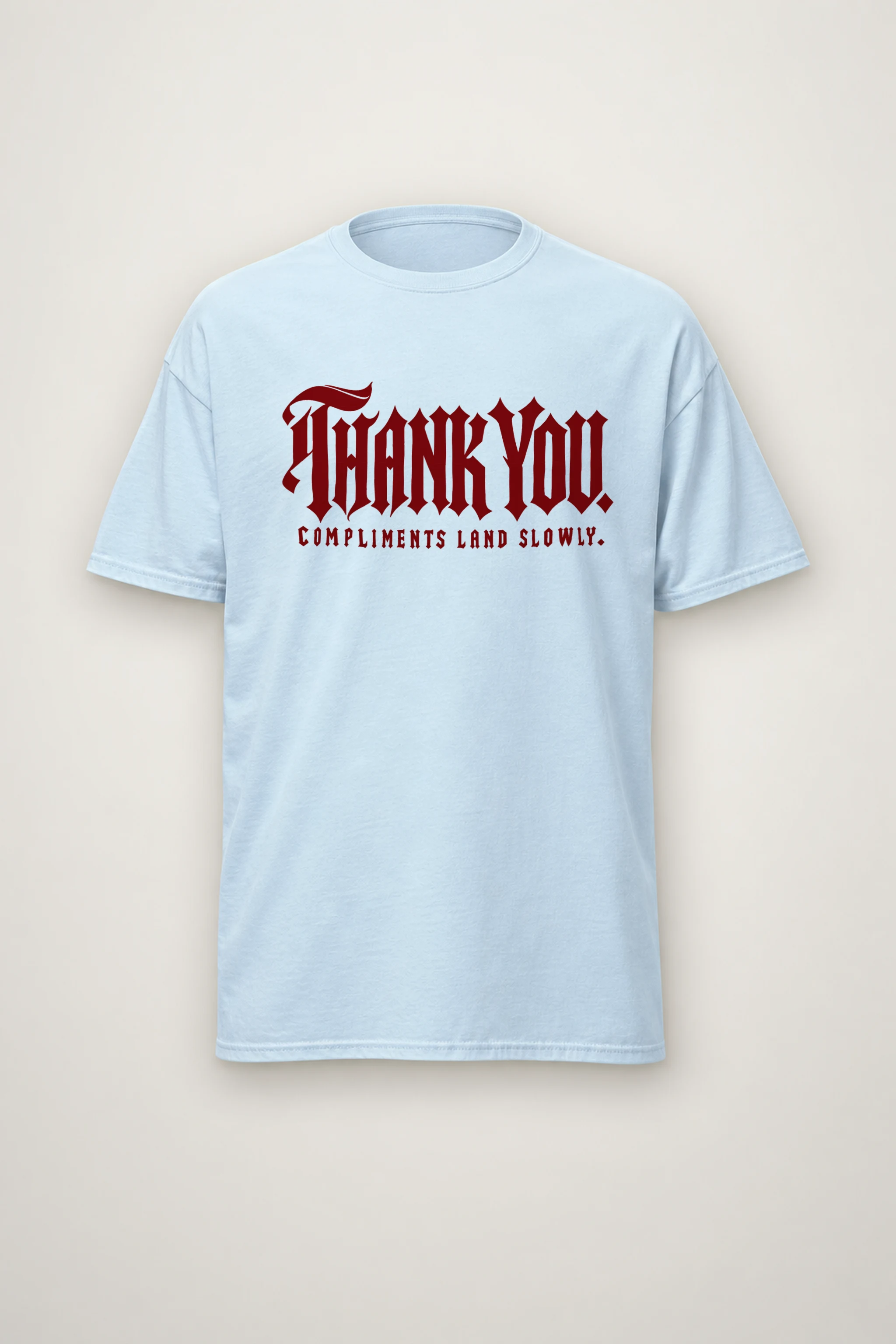"Thank You. Compliments Land Slowly." Heavyweight Unisex Crewneck T-shirt