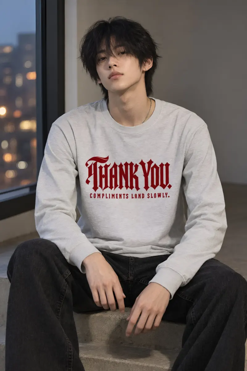 "Thank You. Compliments Land Slowly." Unisex Longsleeve T-shirt