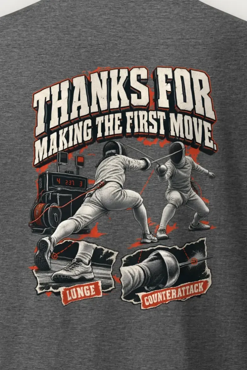 "Thanks For Making The First Move" Heavyweight Unisex Crewneck T-shirt - the graphic up close