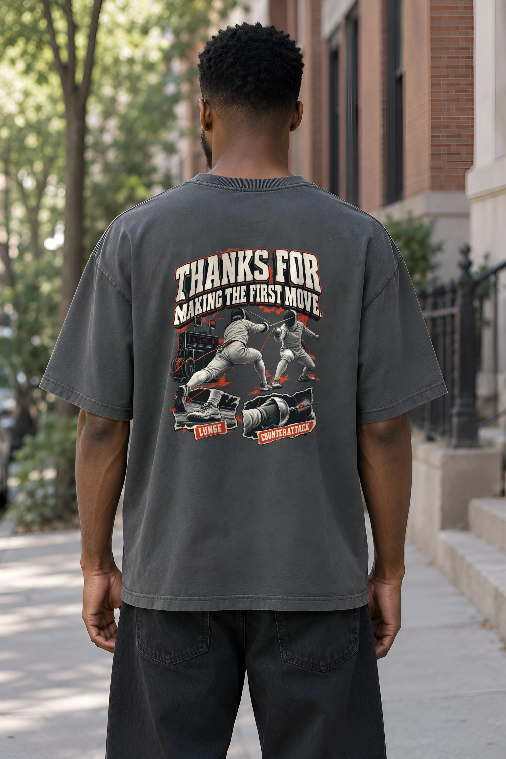 "Thanks for Making the First Move" Men's Oversized Heavyweight Crewneck T-Shirt