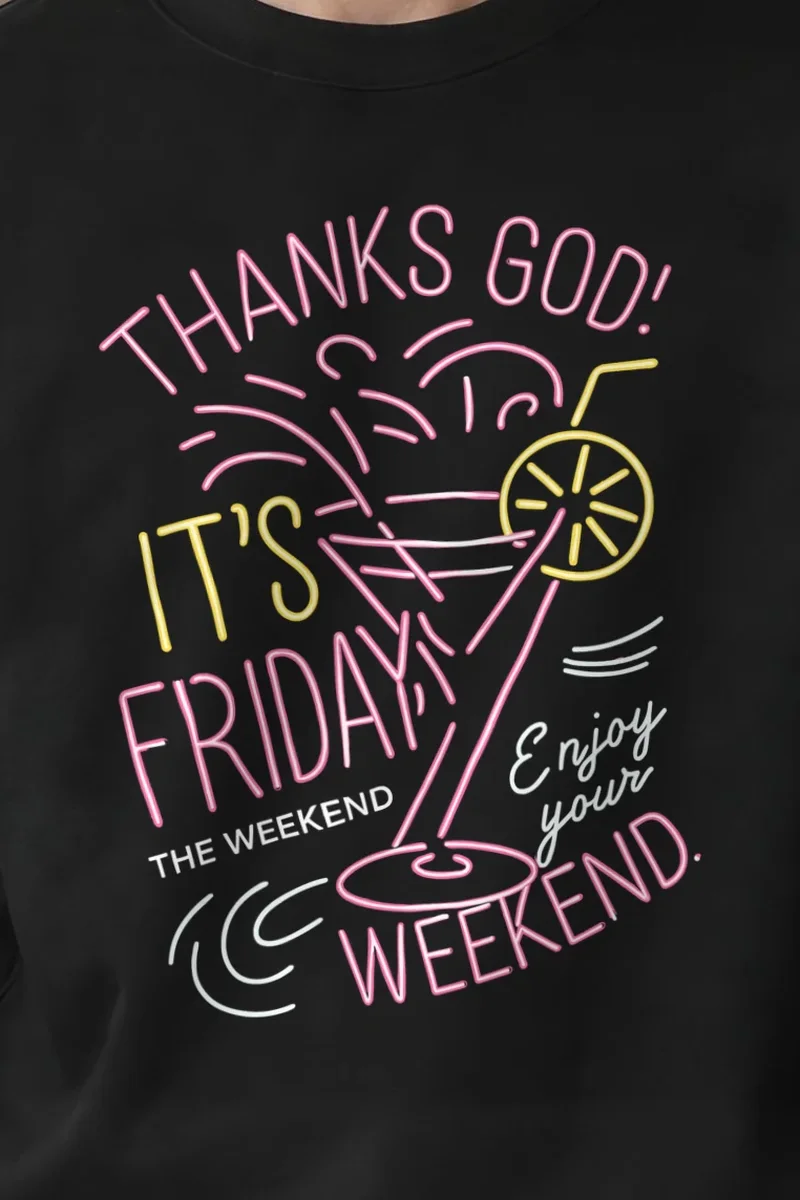 "Thanks God Friday" 1 Crewneck Sweatshirt - the graphic up close