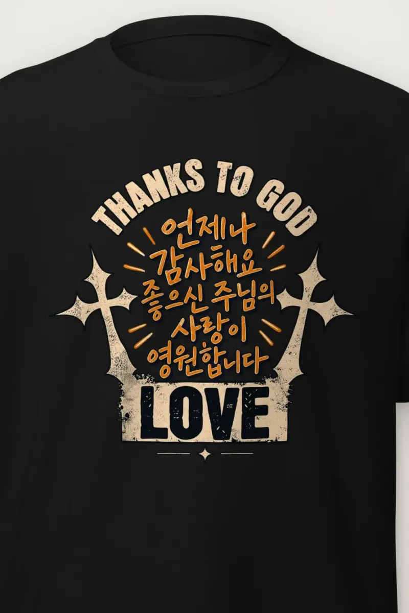 "Thanks To God Cross" Heavyweight Unisex Crewneck T-shirt