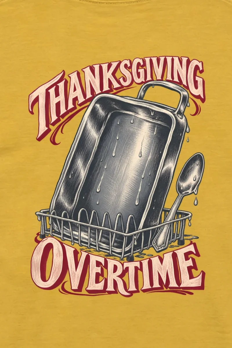 "Thanksgiving Overtime" Unisex Longsleeve T-shirt - the graphic up close
