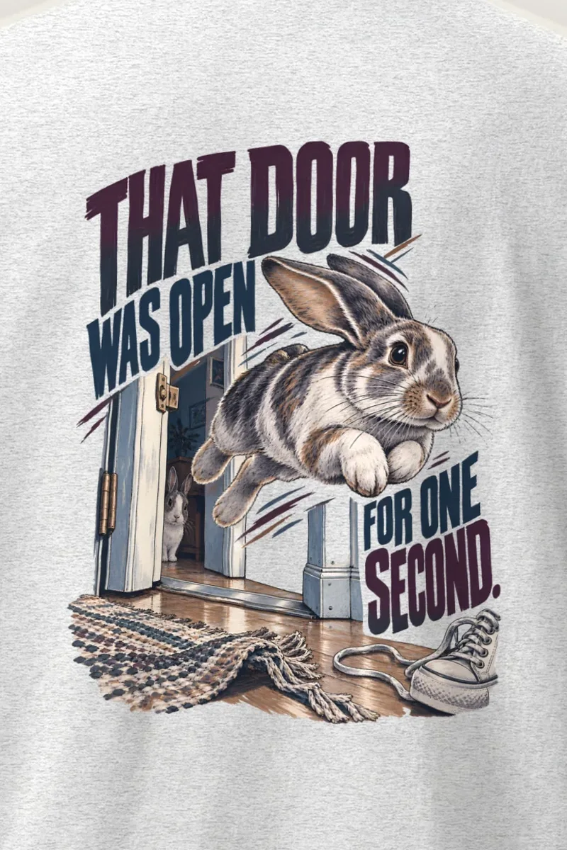 "That Door Was Open" Heavyweight Unisex Crewneck T-shirt - the graphic up close