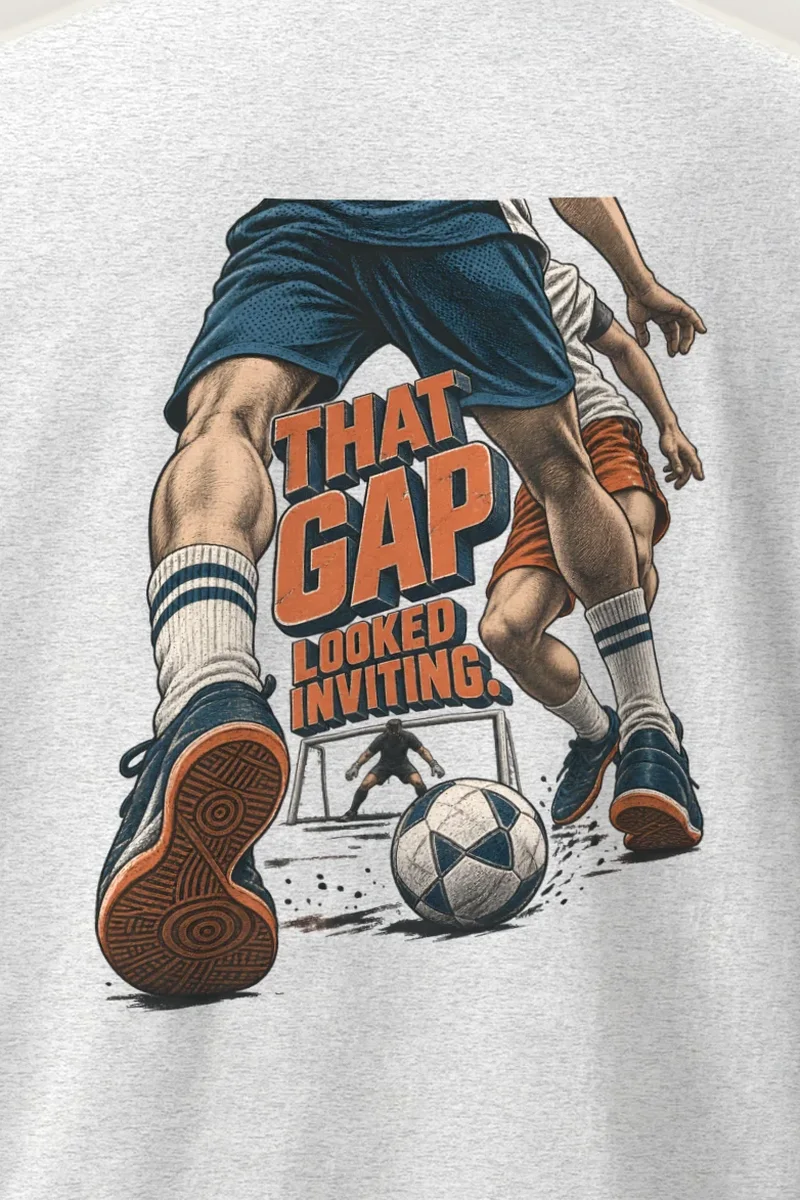 "That Gap Looked Inviting" Heavyweight Unisex Crewneck T-shirt - the graphic up close