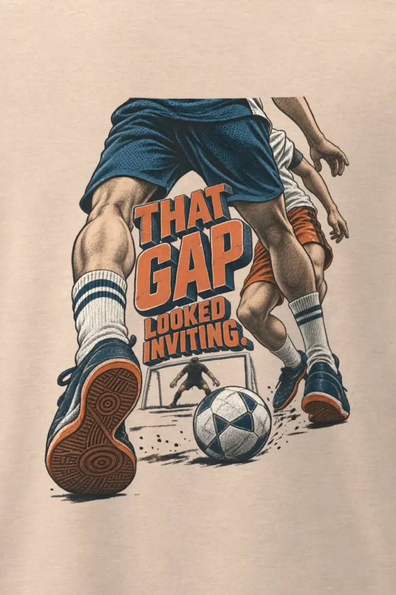 "That Gap Looked Inviting" Men’s Oversized Heavyweight Crewneck T-Shirt - the graphic up close