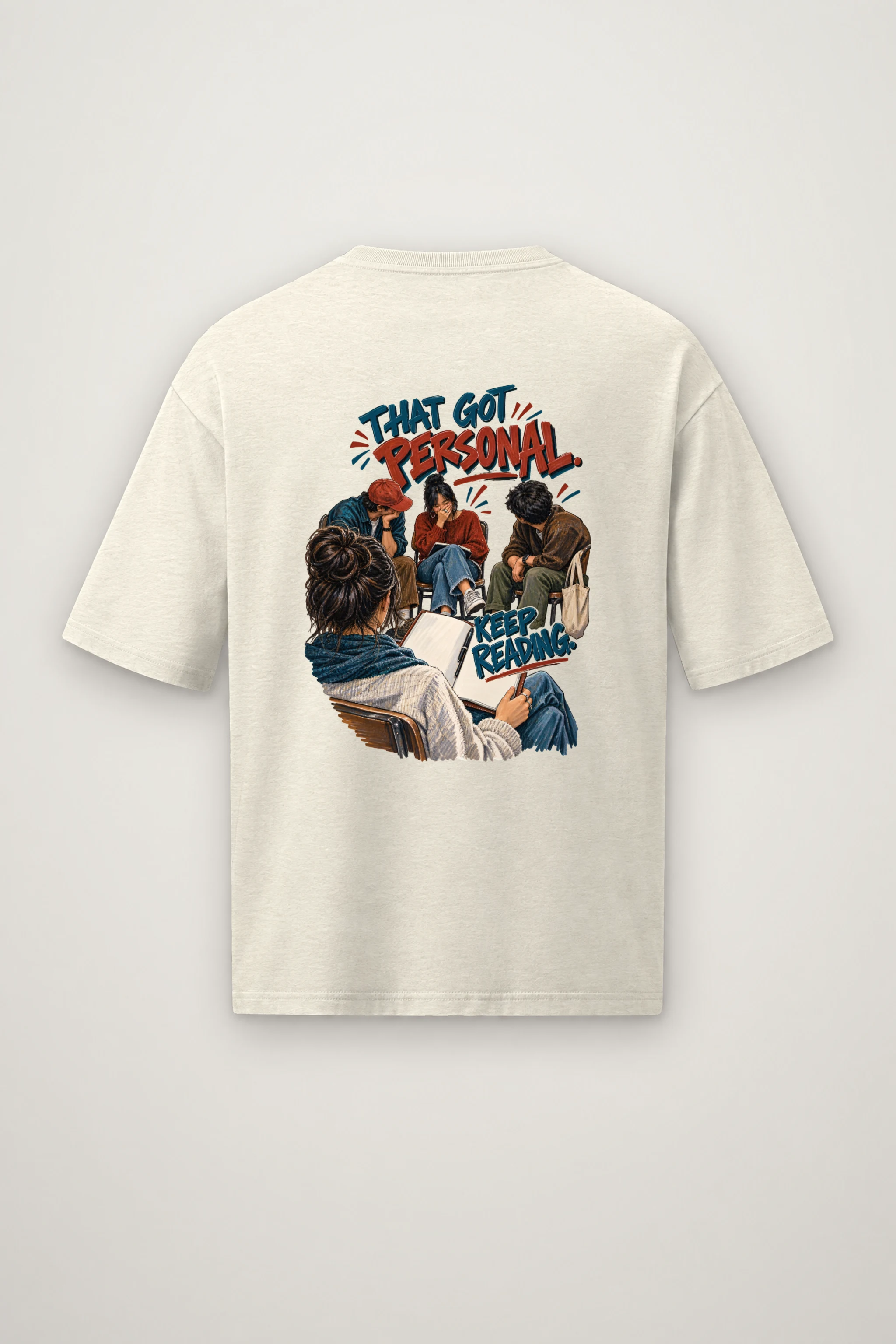 "That Got Personal Keep Reading" Men's Oversized Heavyweight Crewneck T-Shirt