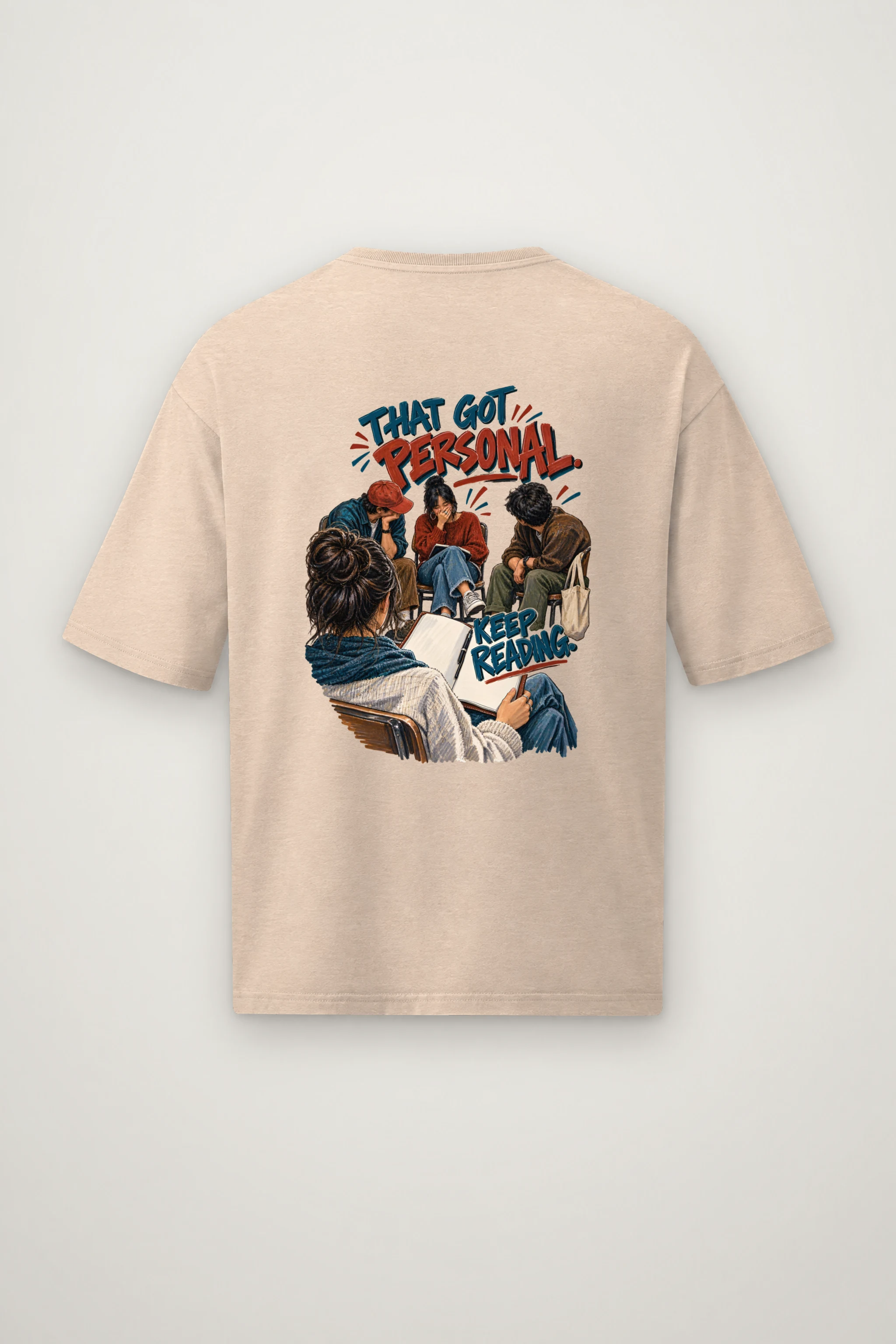 "That Got Personal Keep Reading" Men's Oversized Heavyweight Crewneck T-Shirt
