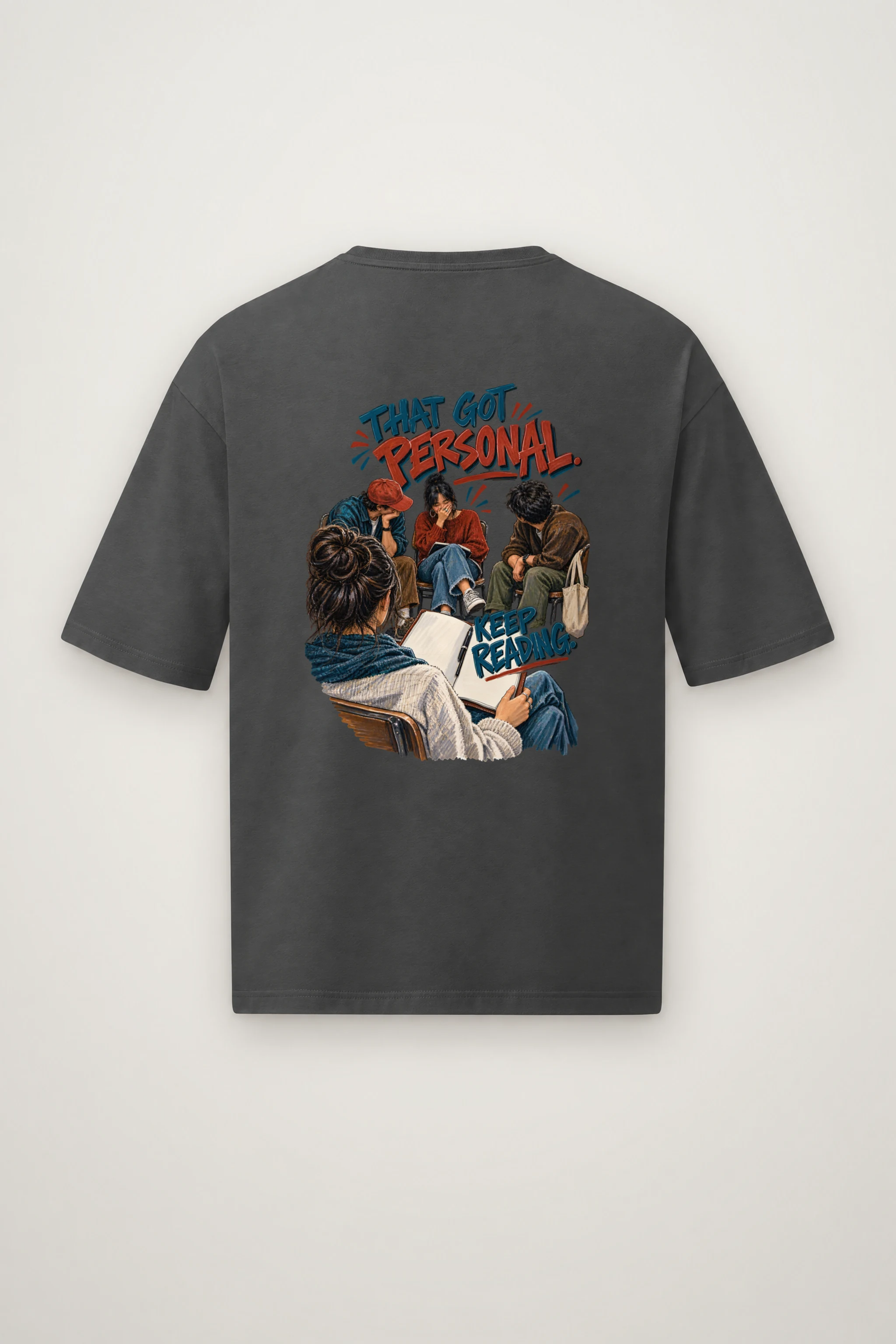 "That Got Personal Keep Reading" Men's Oversized Heavyweight Crewneck T-Shirt