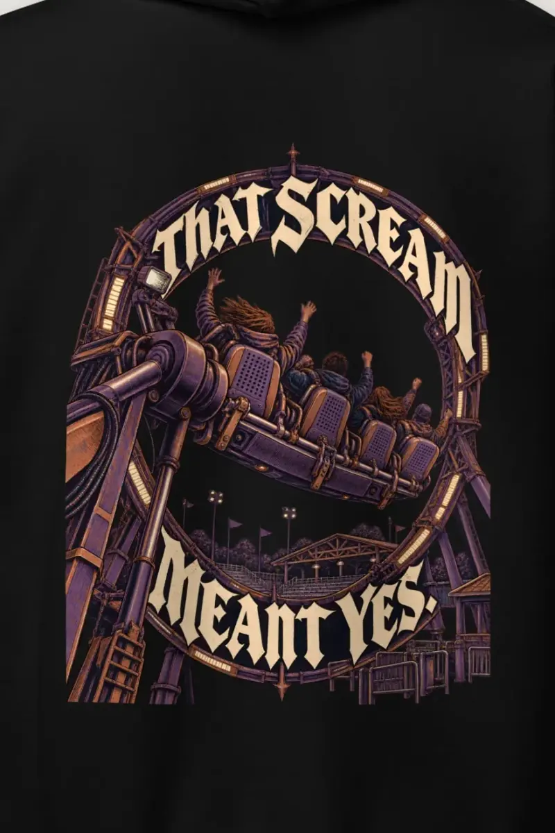 "That Scream Meant Yes" Heavy Blend Unisex Pullover Hoodie - the graphic up close