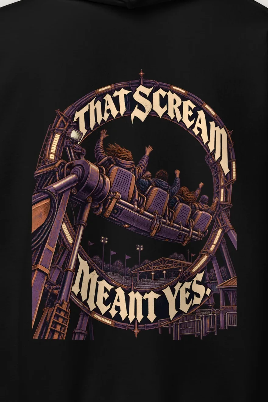 "That Scream Meant Yes" Heavy Blend Unisex Pullover Hoodie - the graphic up close