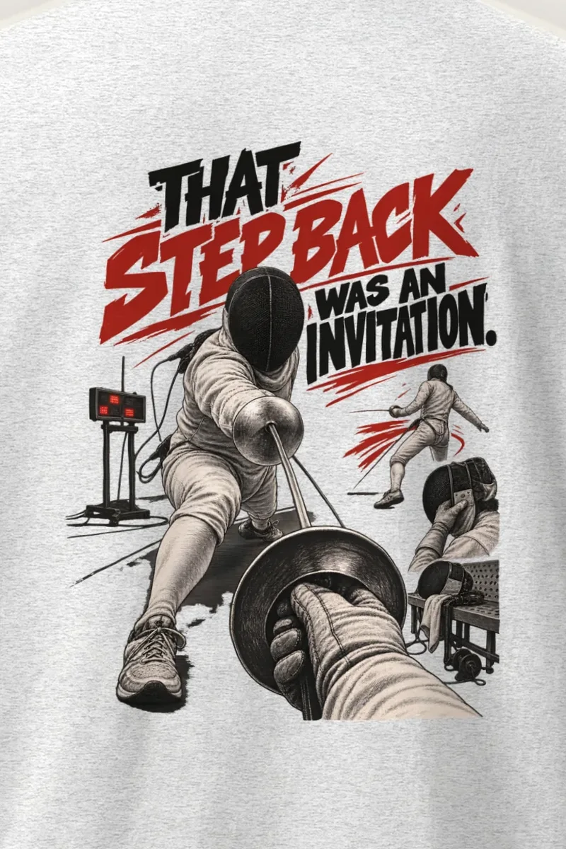 "That Step Back Was an Invitation" Heavyweight Unisex Crewneck T-shirt - the graphic up close