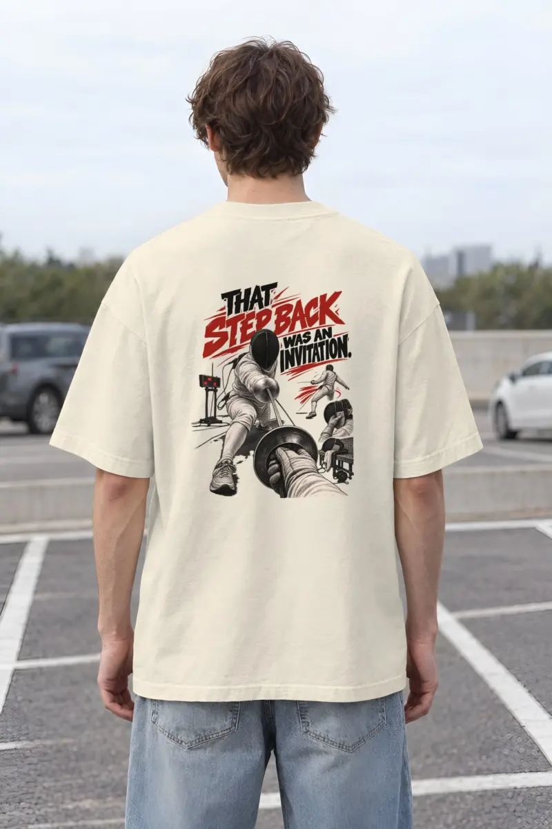“That Step Back Was an Invitation” Men’s Oversized Heavyweight Crewneck T-Shirt