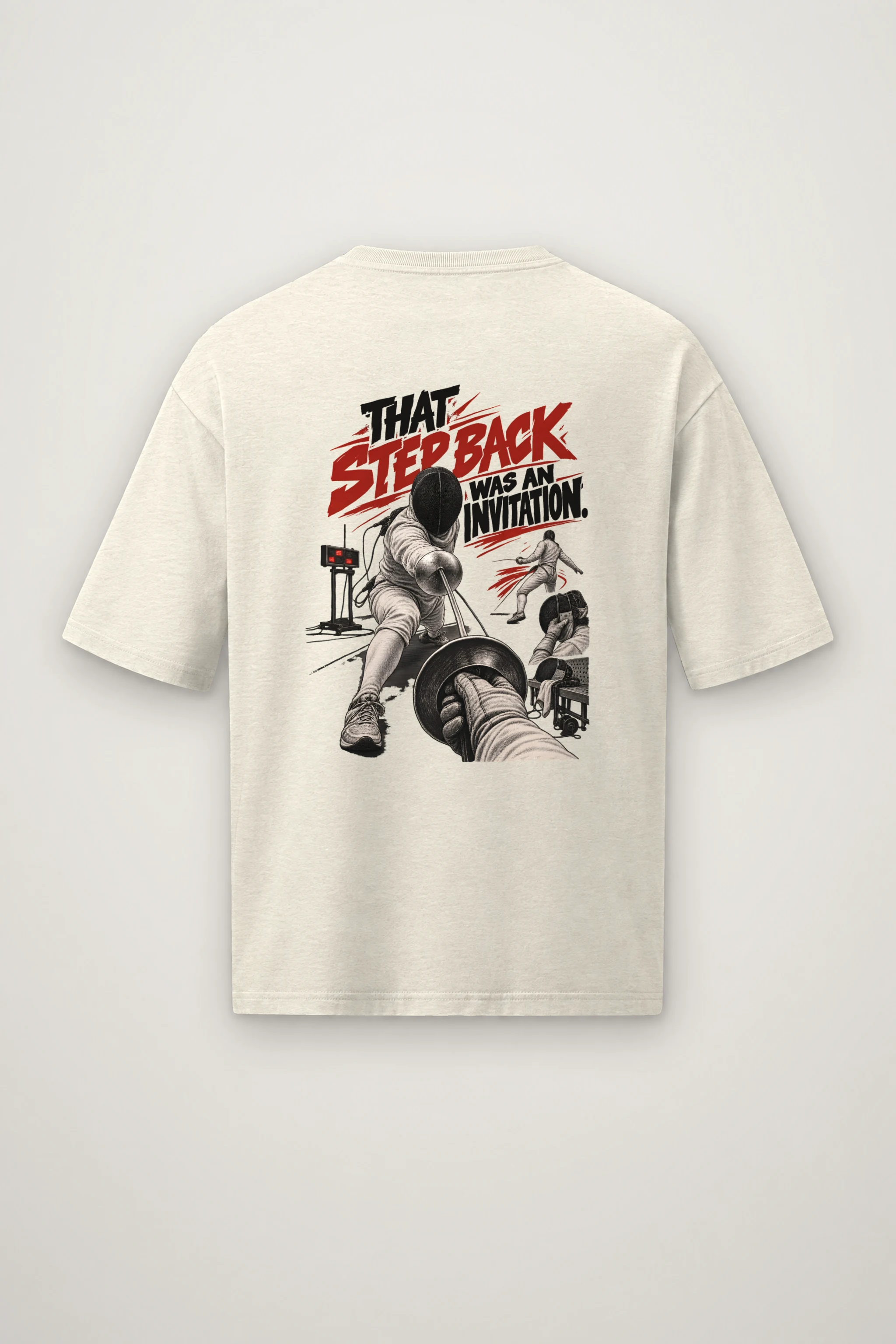 "That Step Back Was an Invitation" Men's Oversized Heavyweight Crewneck T-Shirt