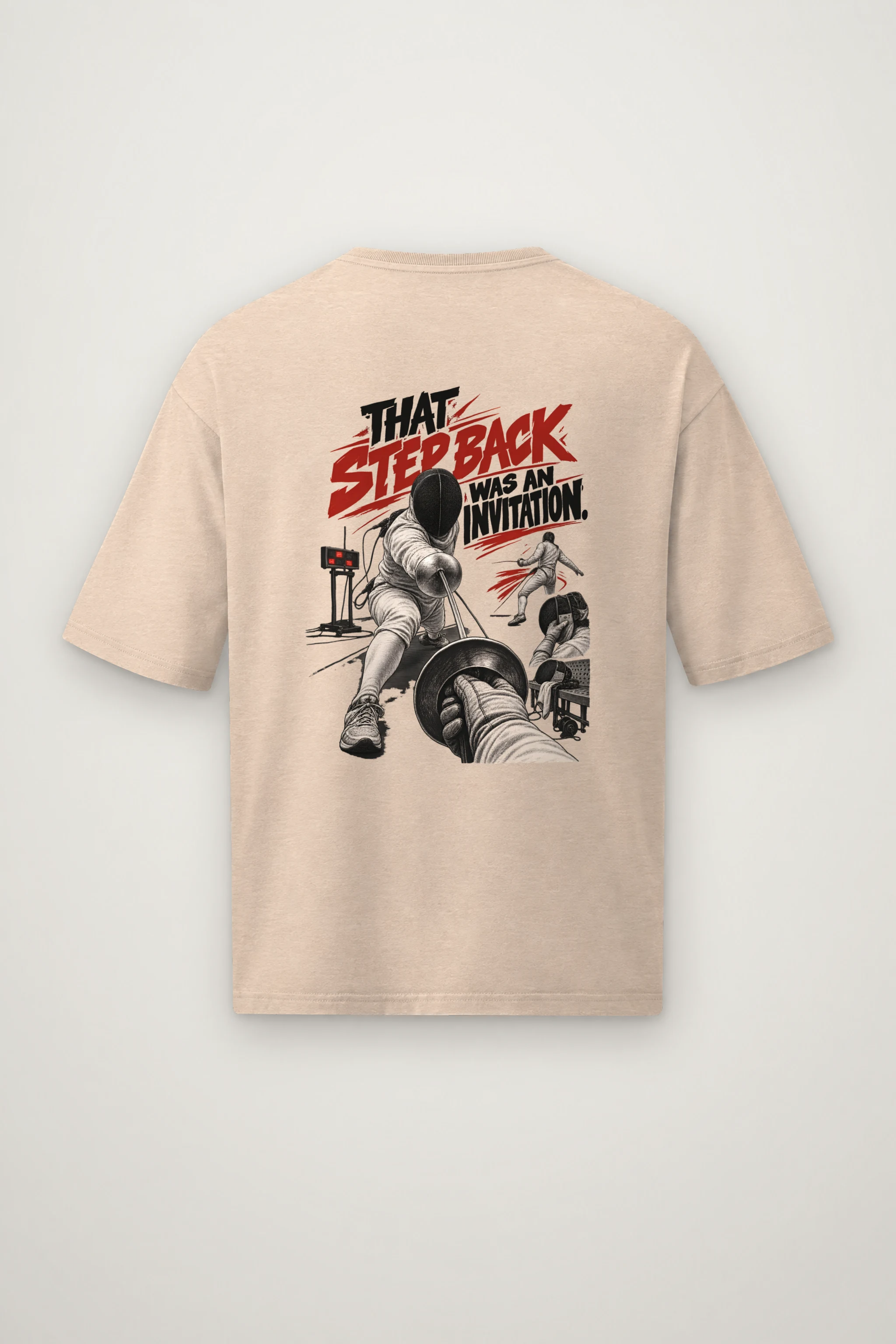 "That Step Back Was an Invitation" Men's Oversized Heavyweight Crewneck T-Shirt